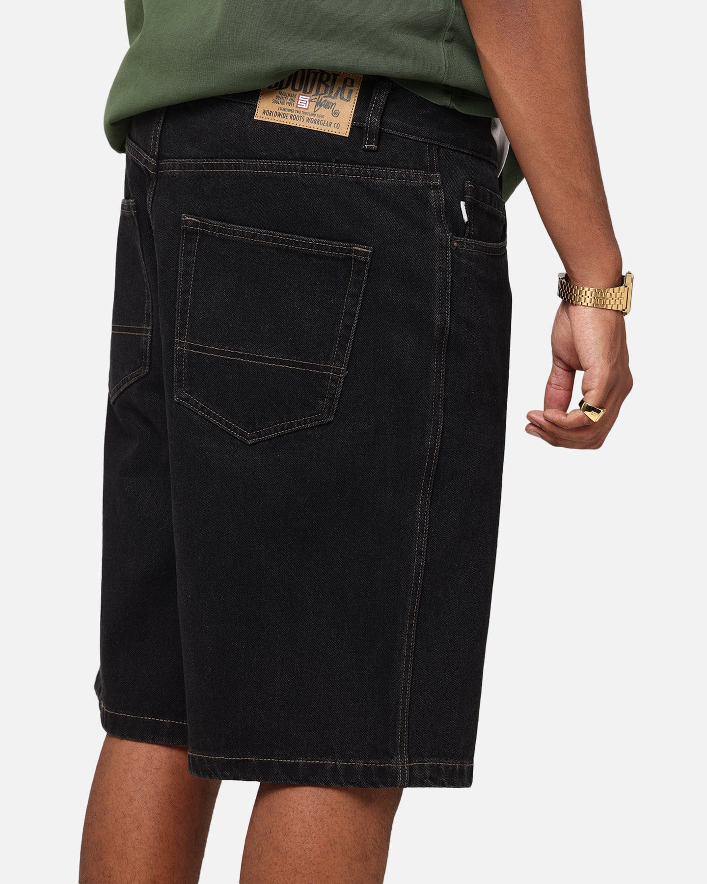 S Double Denim Standard Shorts Black Wash