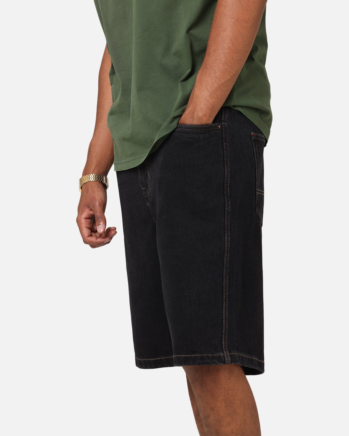 S Double Denim Standard Shorts Black Wash