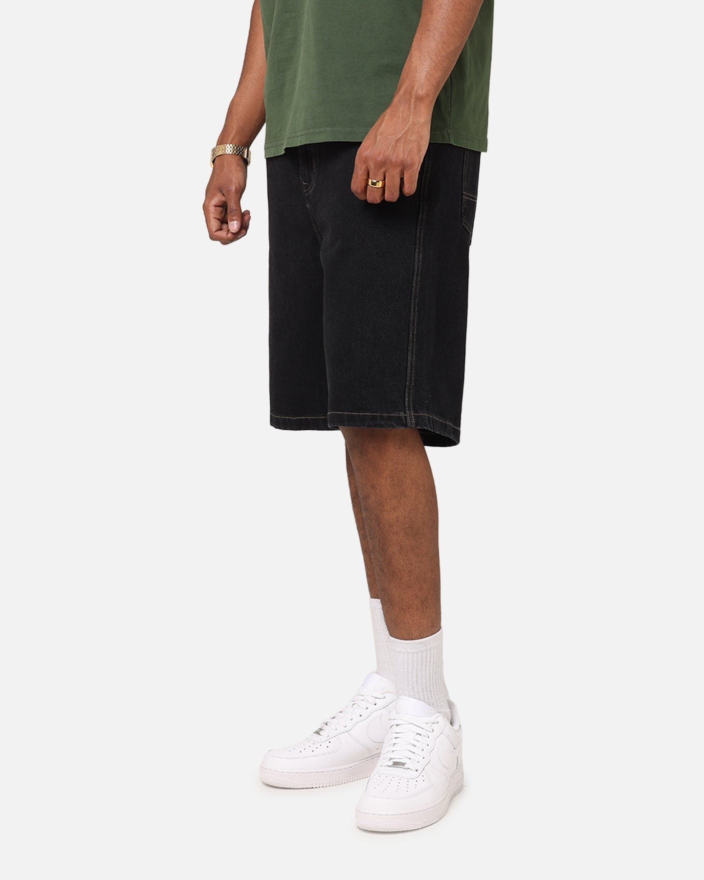 S Double Denim Standard Shorts Black Wash