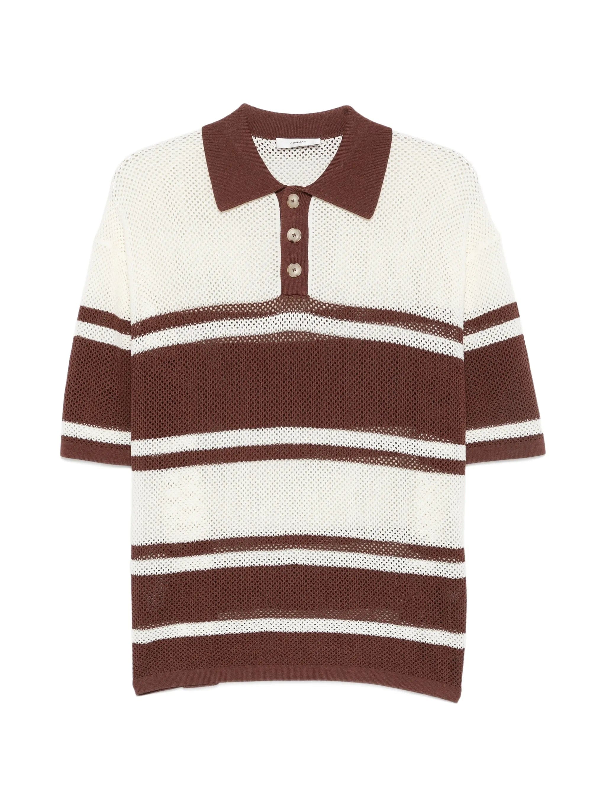 Commas open - weave striped polo shirt