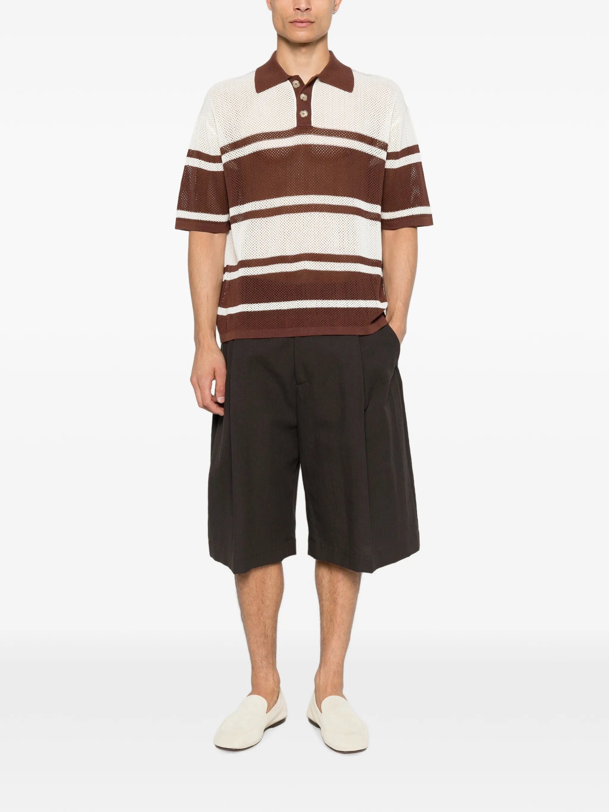 Commas open - weave striped polo shirt