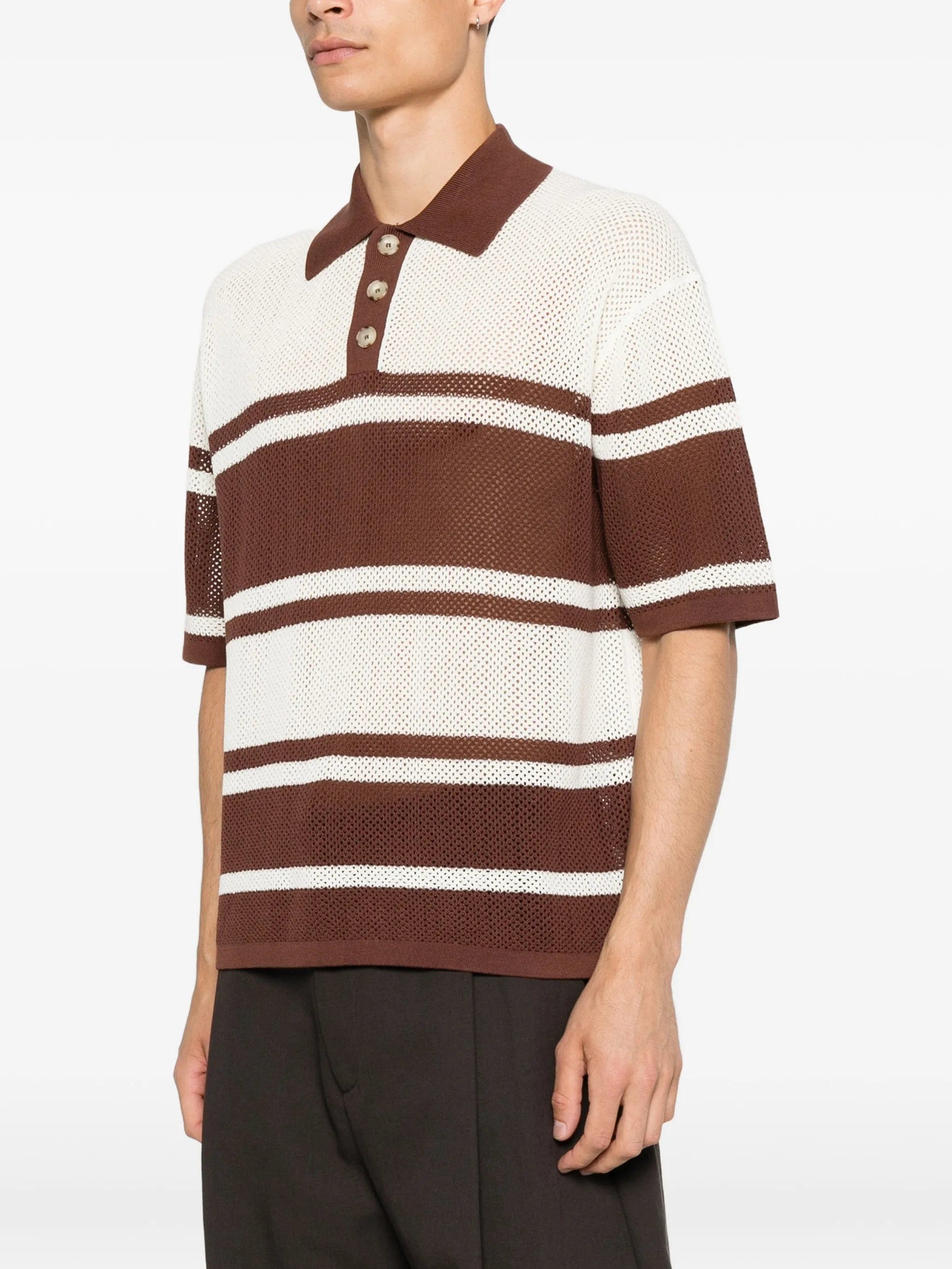 Commas open - weave striped polo shirt
