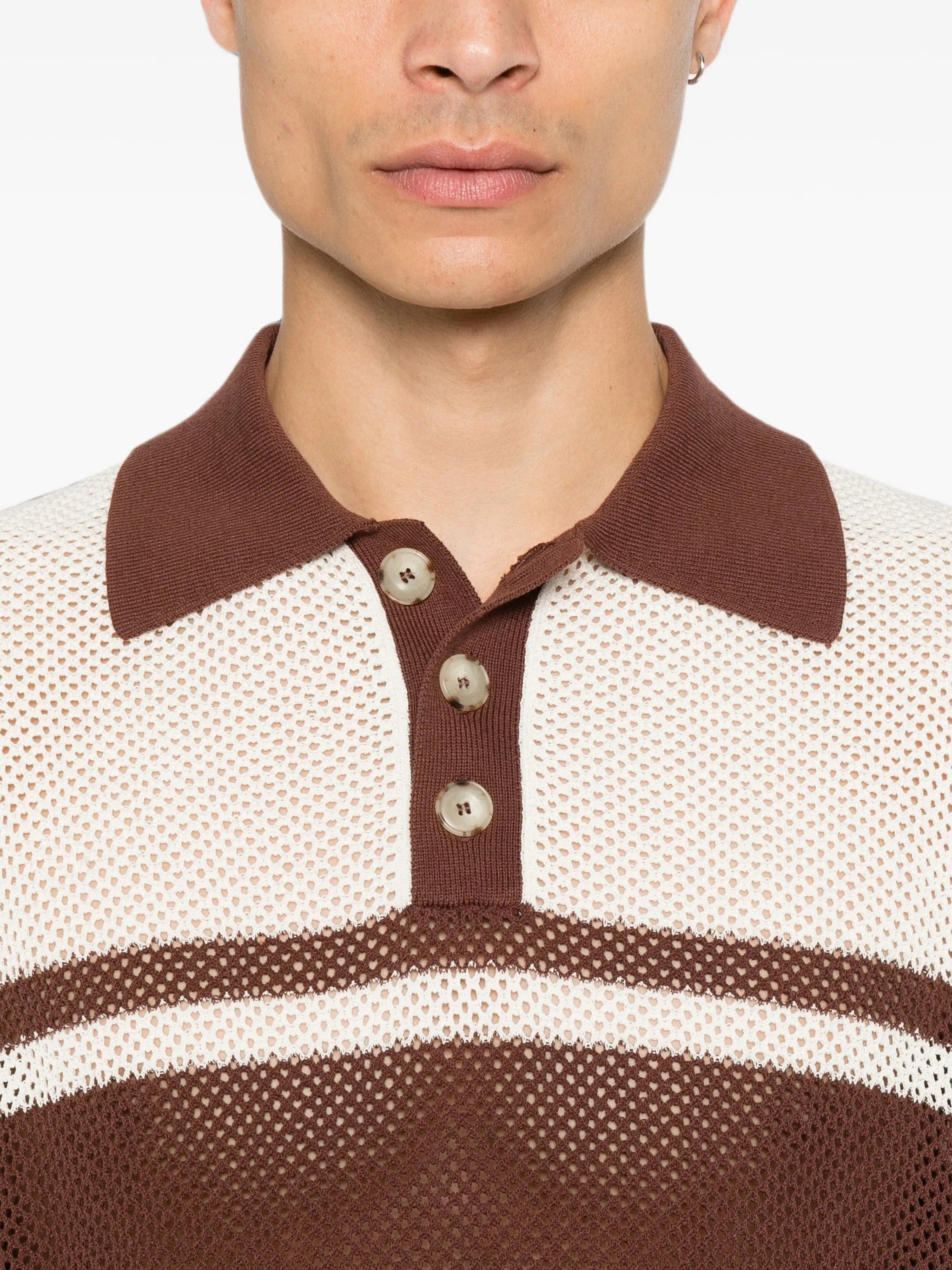 Commas open - weave striped polo shirt