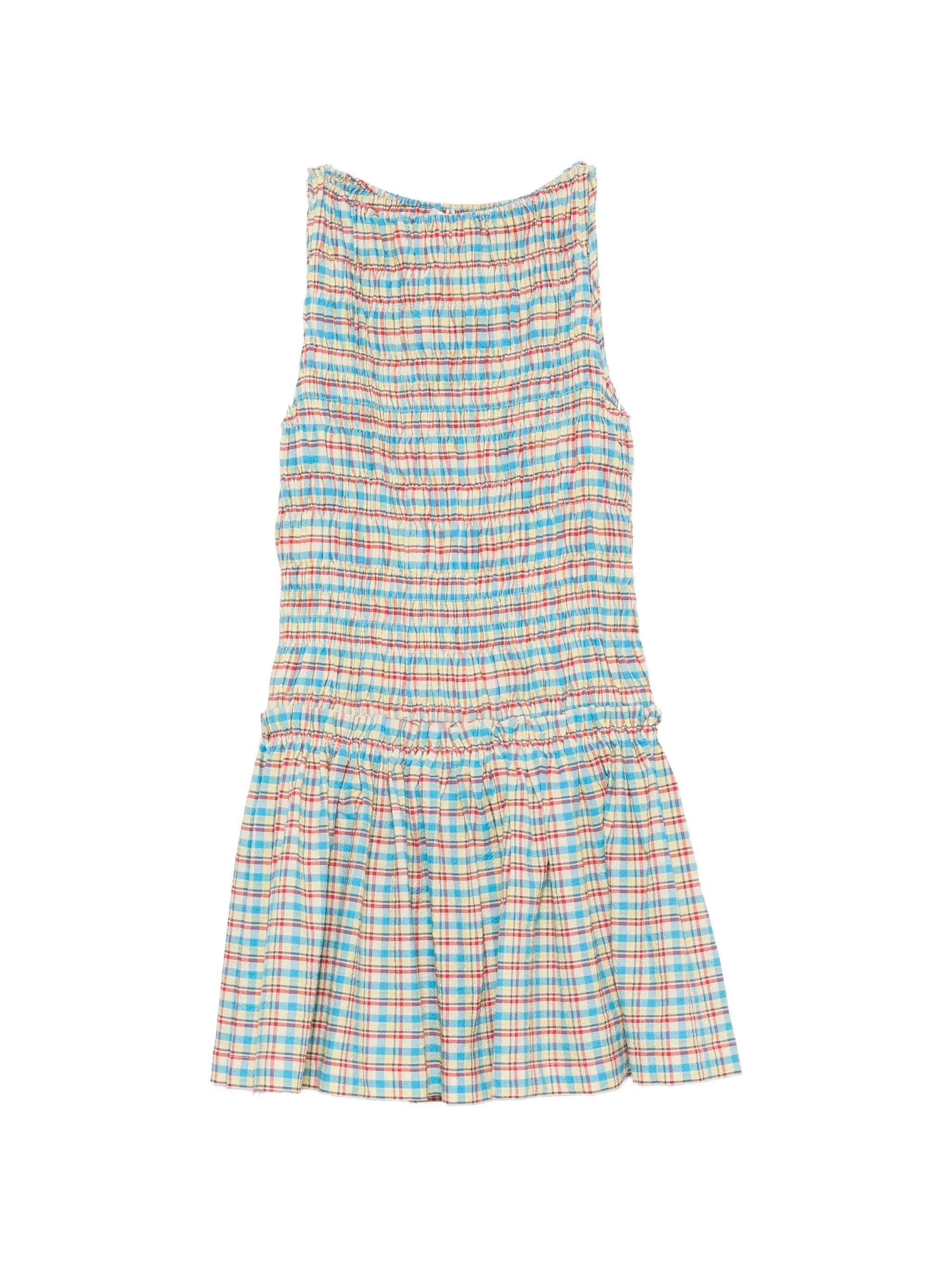 Faithfull Gala smocked checkered mini dress