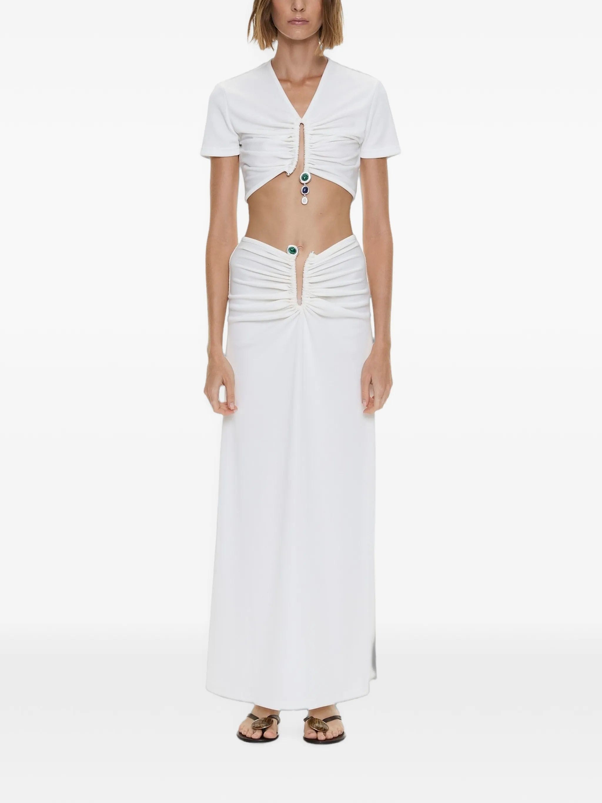 Christopher Esber Droplet ruched crystal - pendant T - shirt