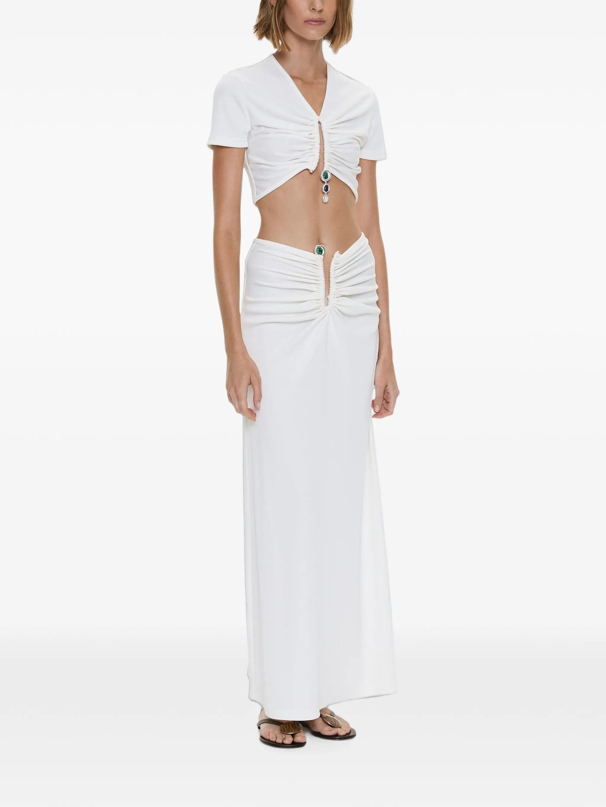 Christopher Esber Droplet ruched crystal - pendant T - shirt