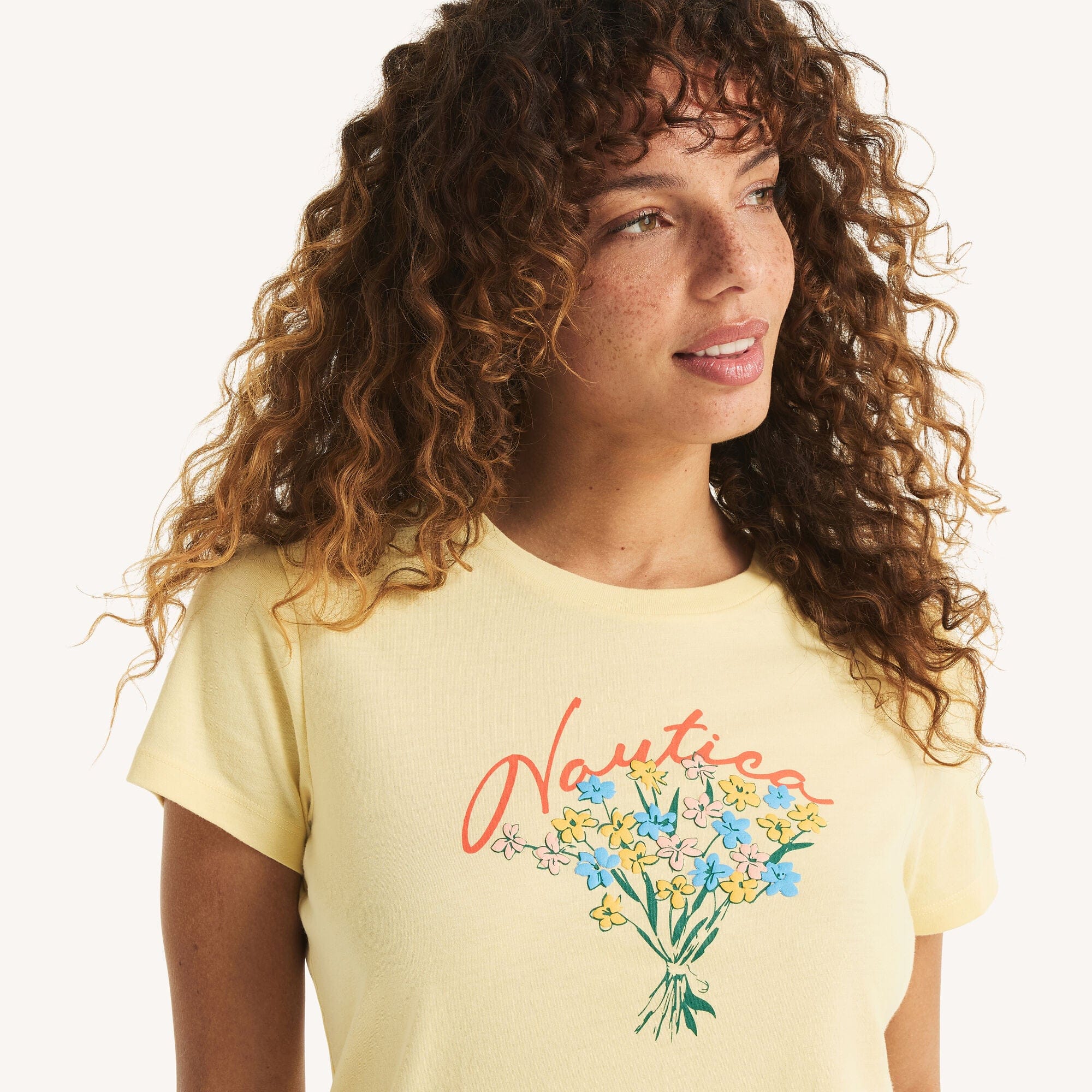 Nautica Womens Puff Bouquet Logo Graphic T - Shirt