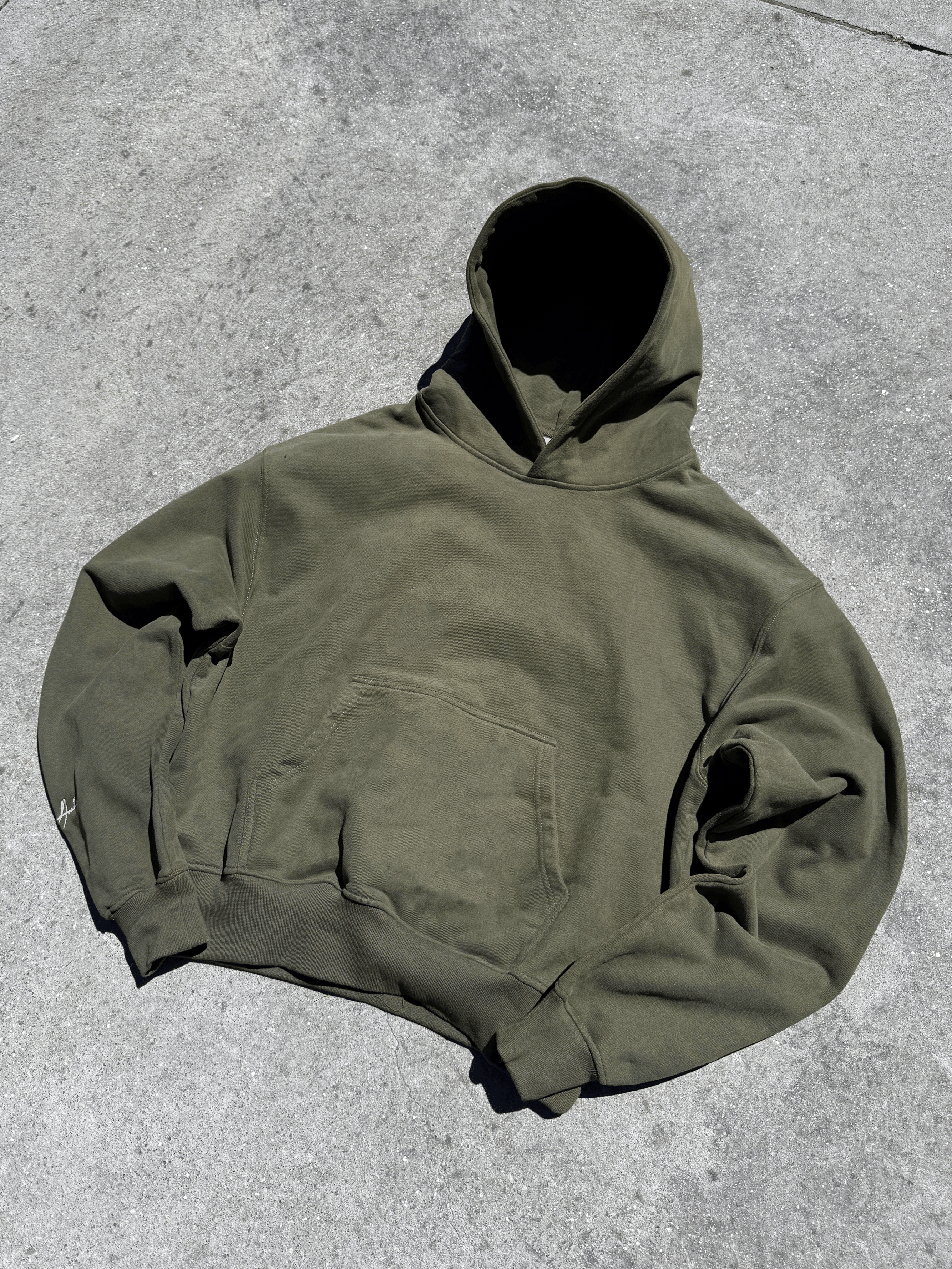 Prior Archives Prior Embroidery Logo Oversized Cropped Hoodie Oil