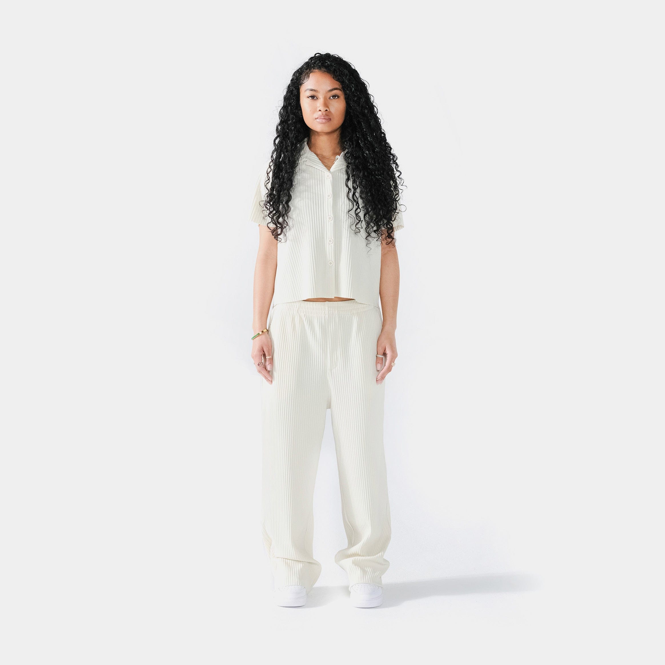 SACRE Pleated Joggers Womens Pants (Cream)
