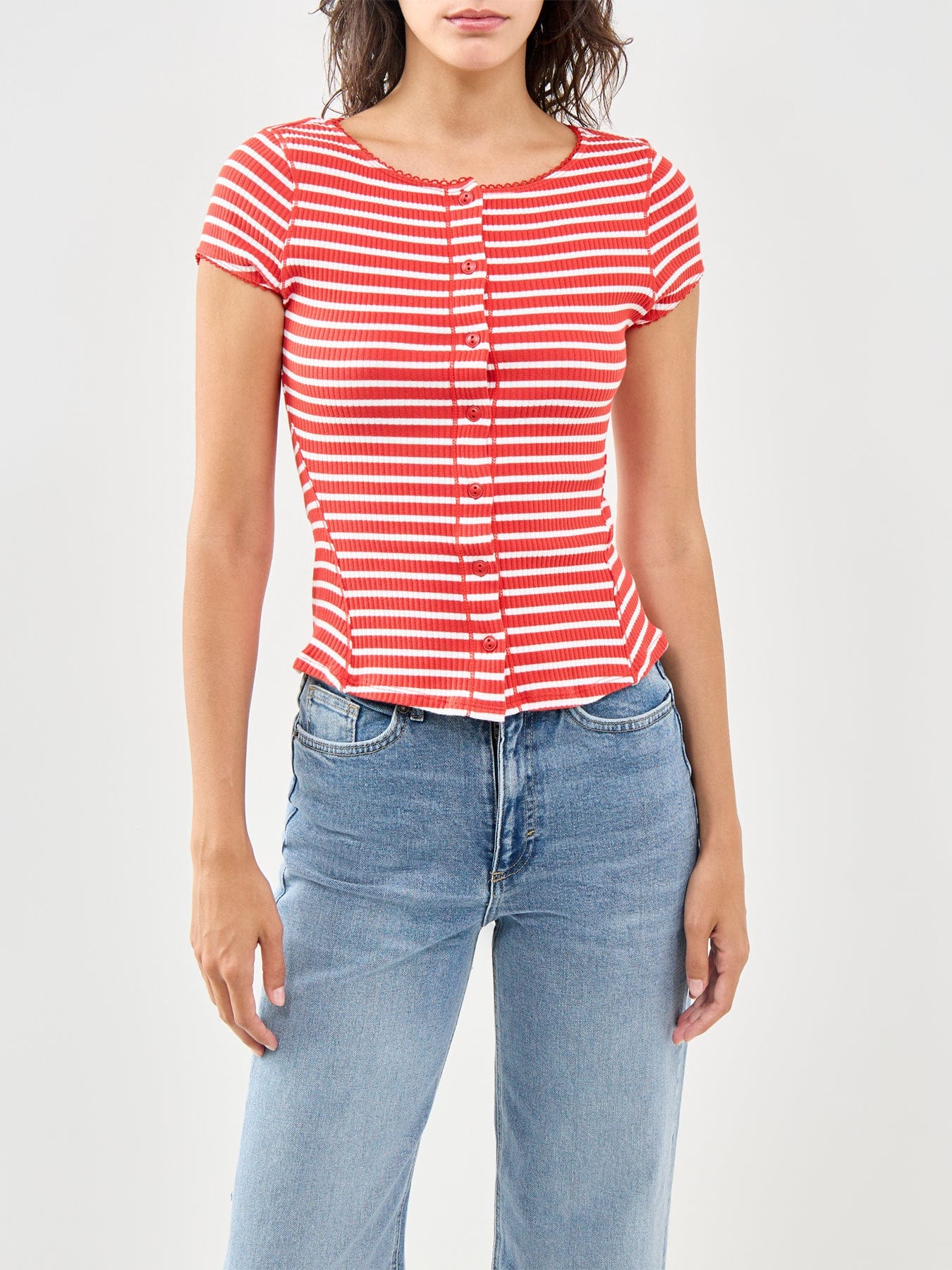 Free People Most Wanted Striped Cardigan Red