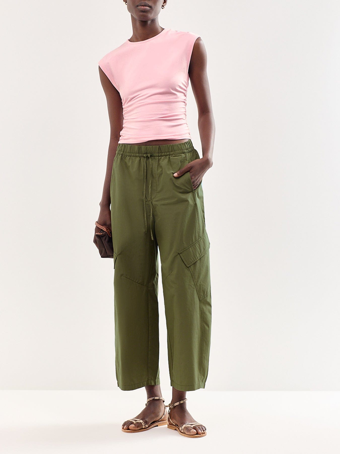 ONLY Ayana Mid Rise Barrel Cargo Trousers Green