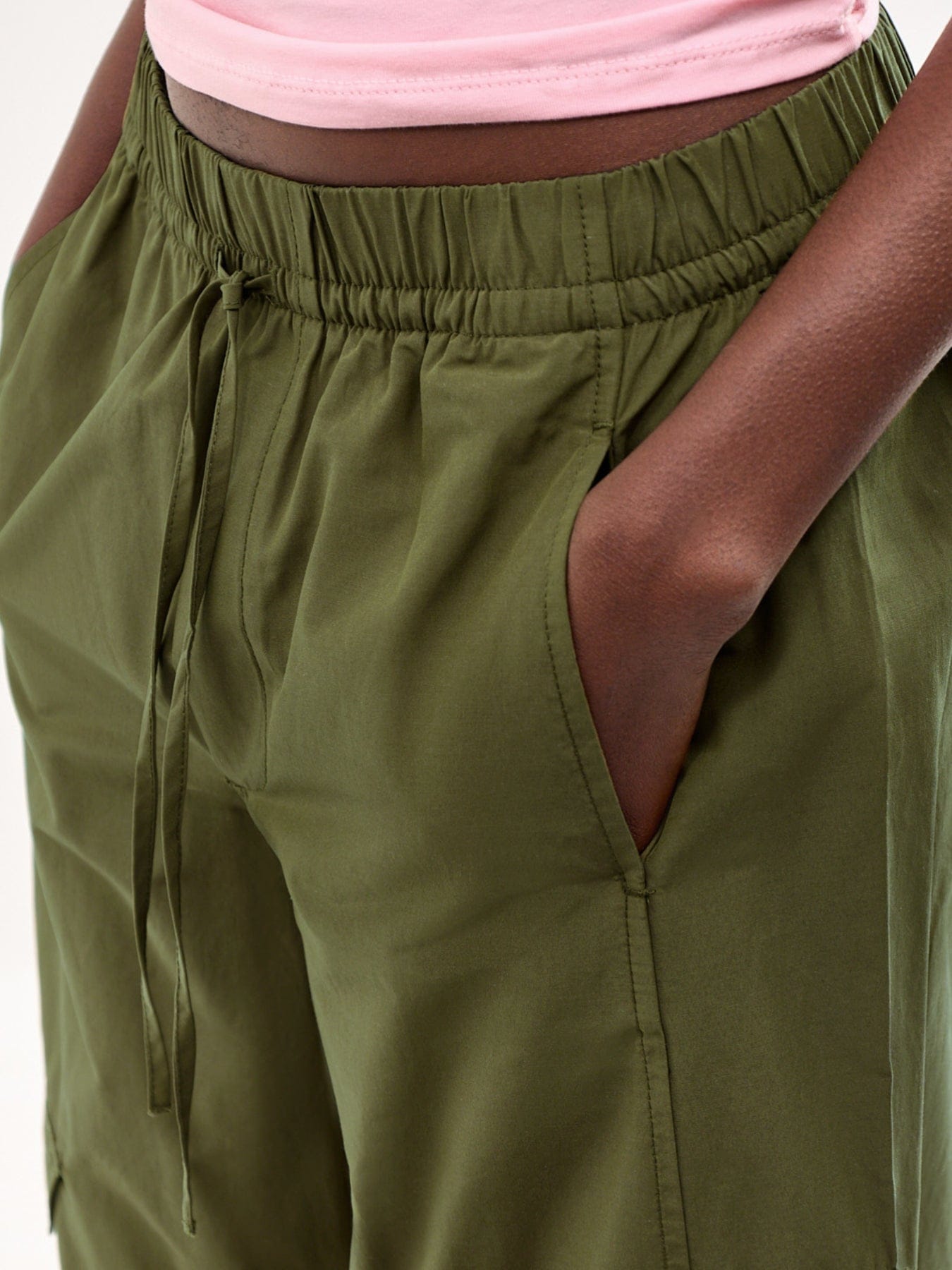 ONLY Ayana Mid Rise Barrel Cargo Trousers Green