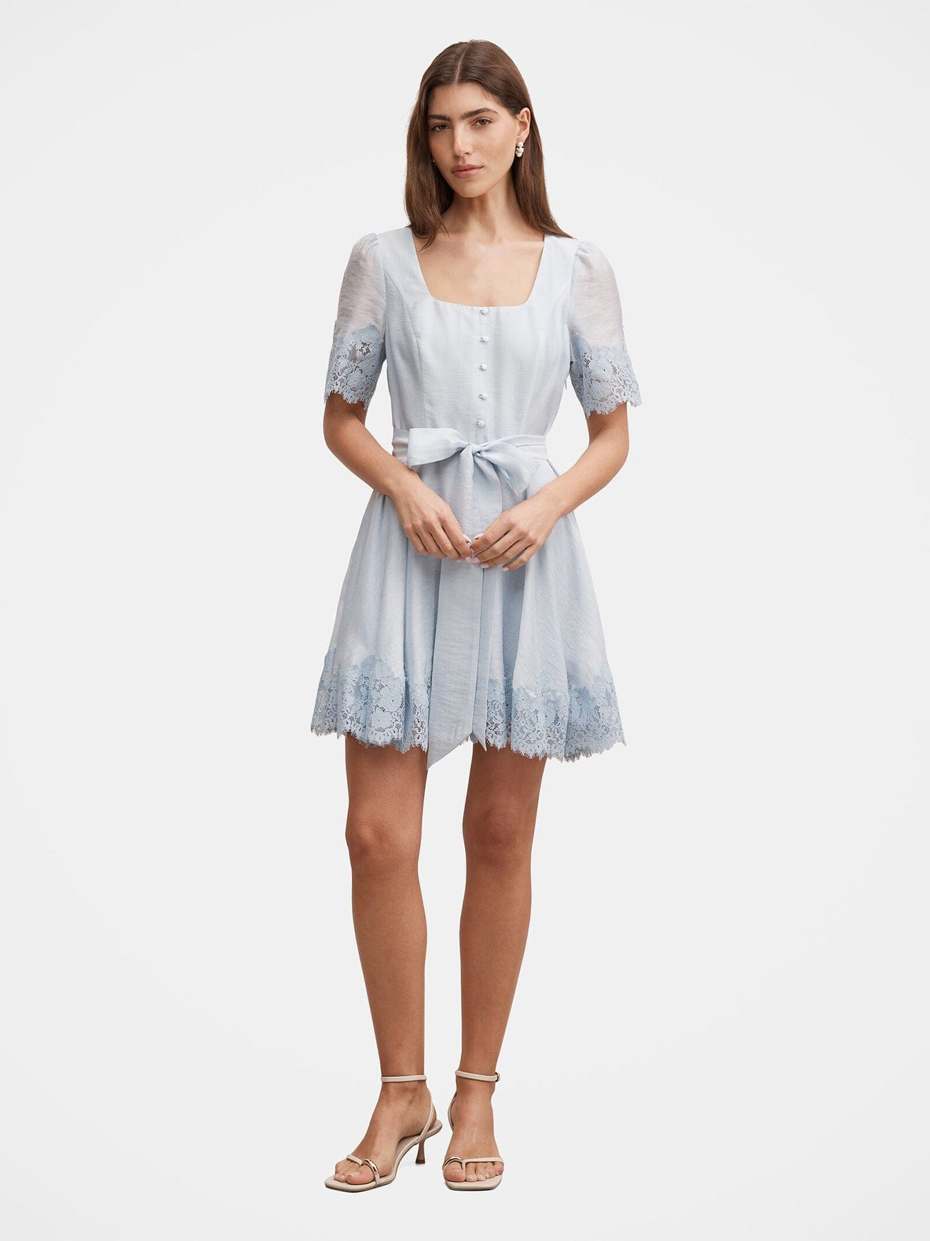 Forever New Alana Lace Trim Mini Dress Blue