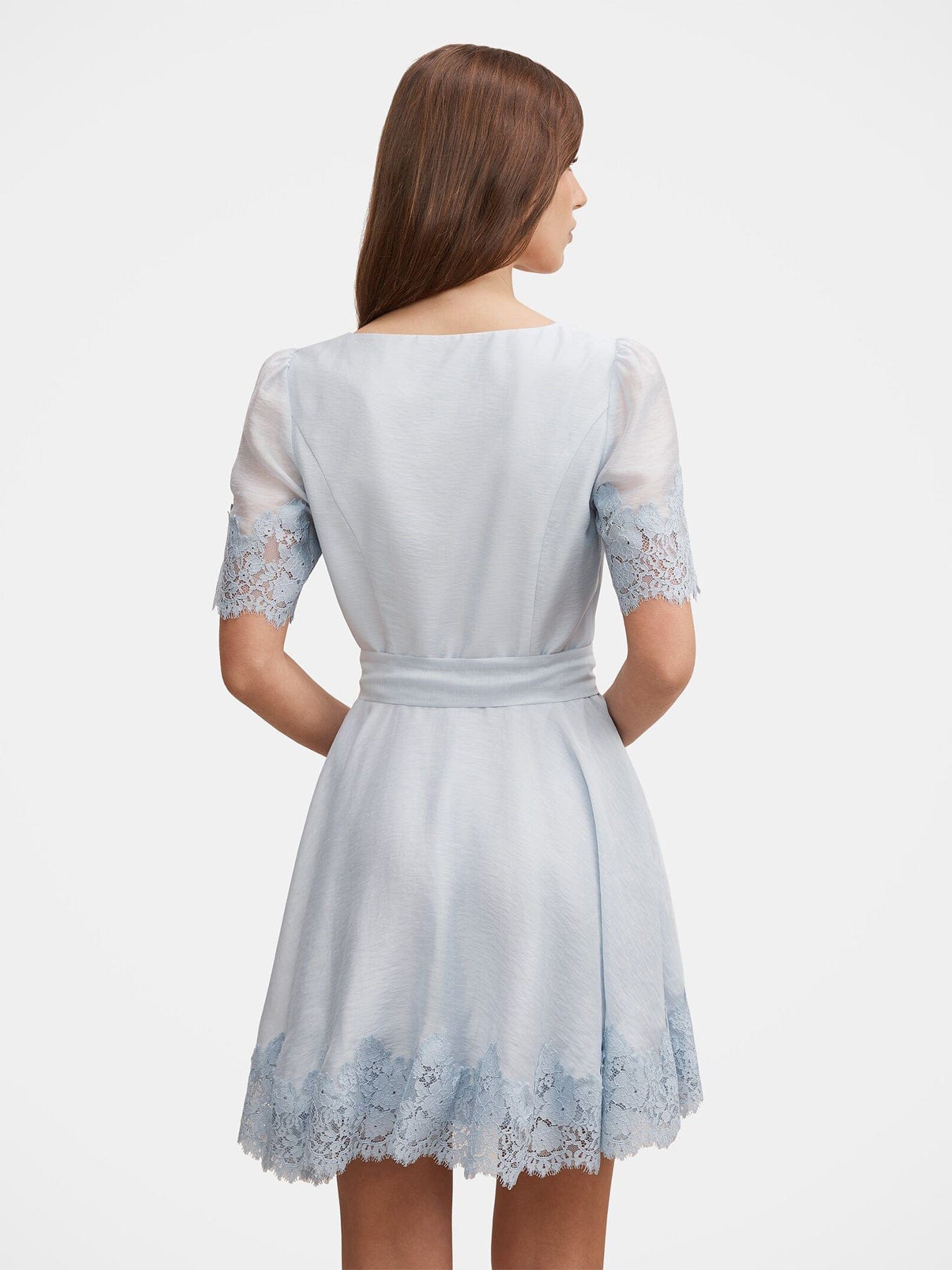Forever New Alana Lace Trim Mini Dress Blue