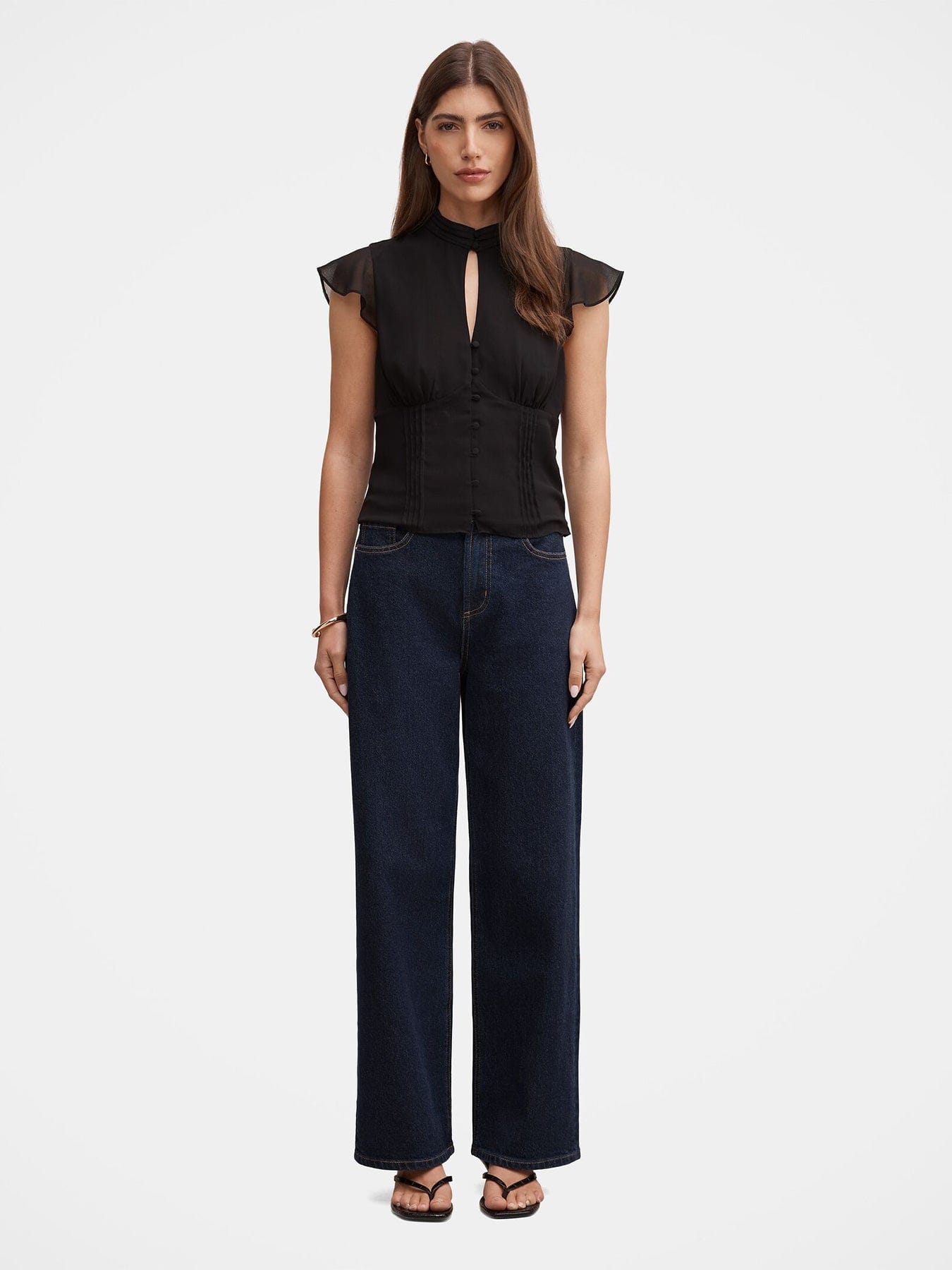 Forever New Eden Keyhole Blouse Black