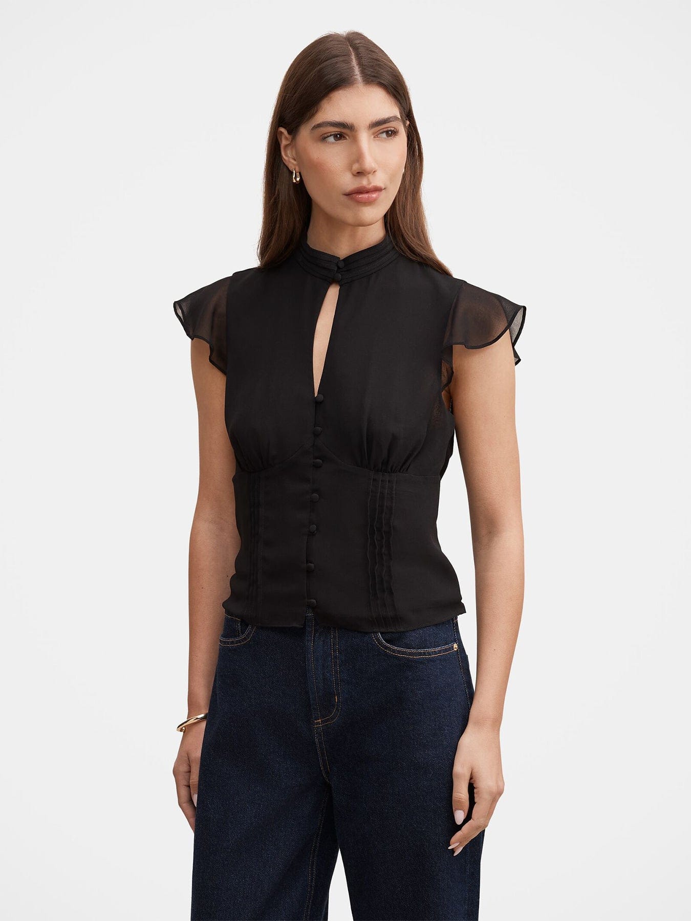 Forever New Eden Keyhole Blouse Black