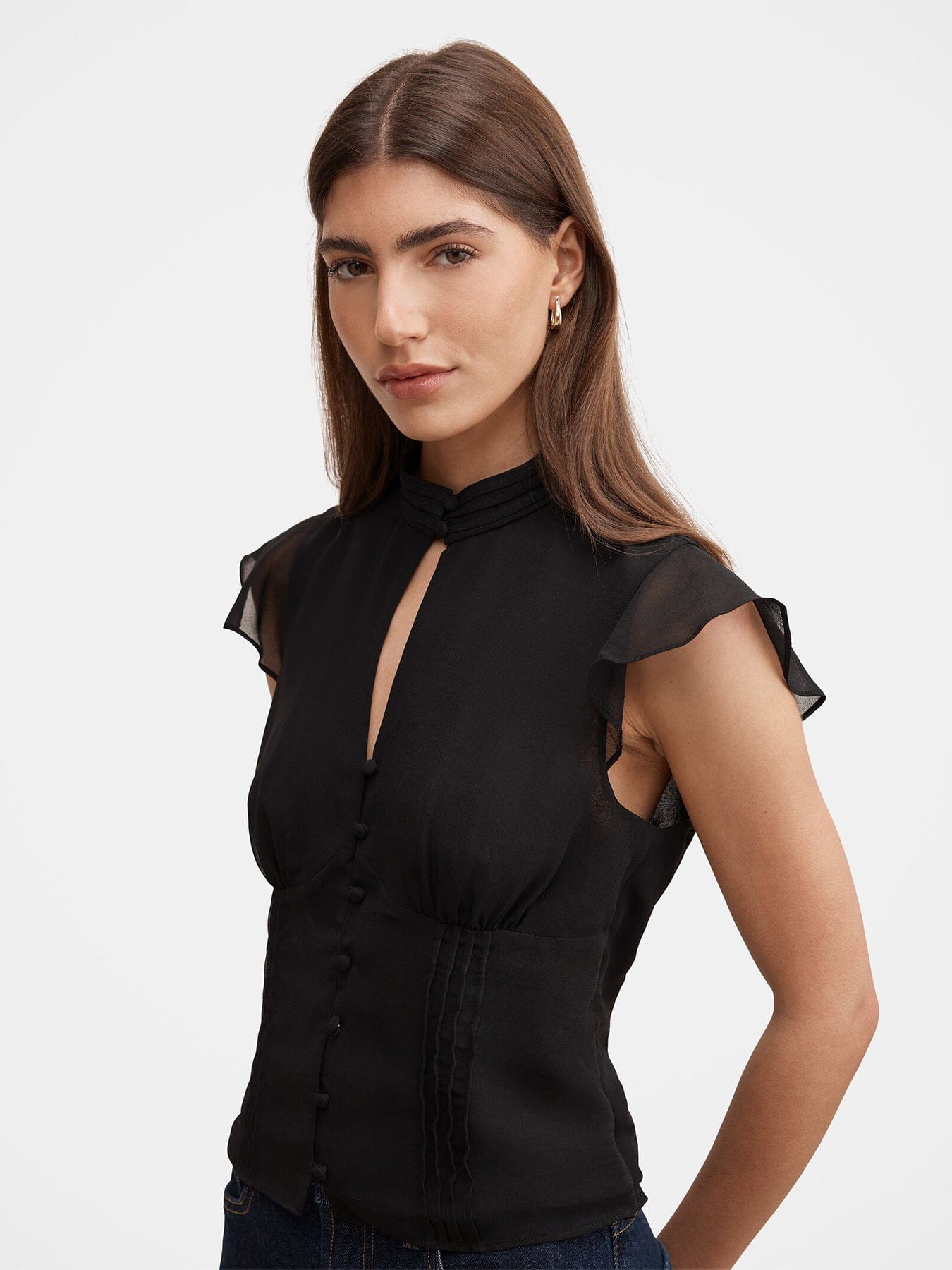 Forever New Eden Keyhole Blouse Black