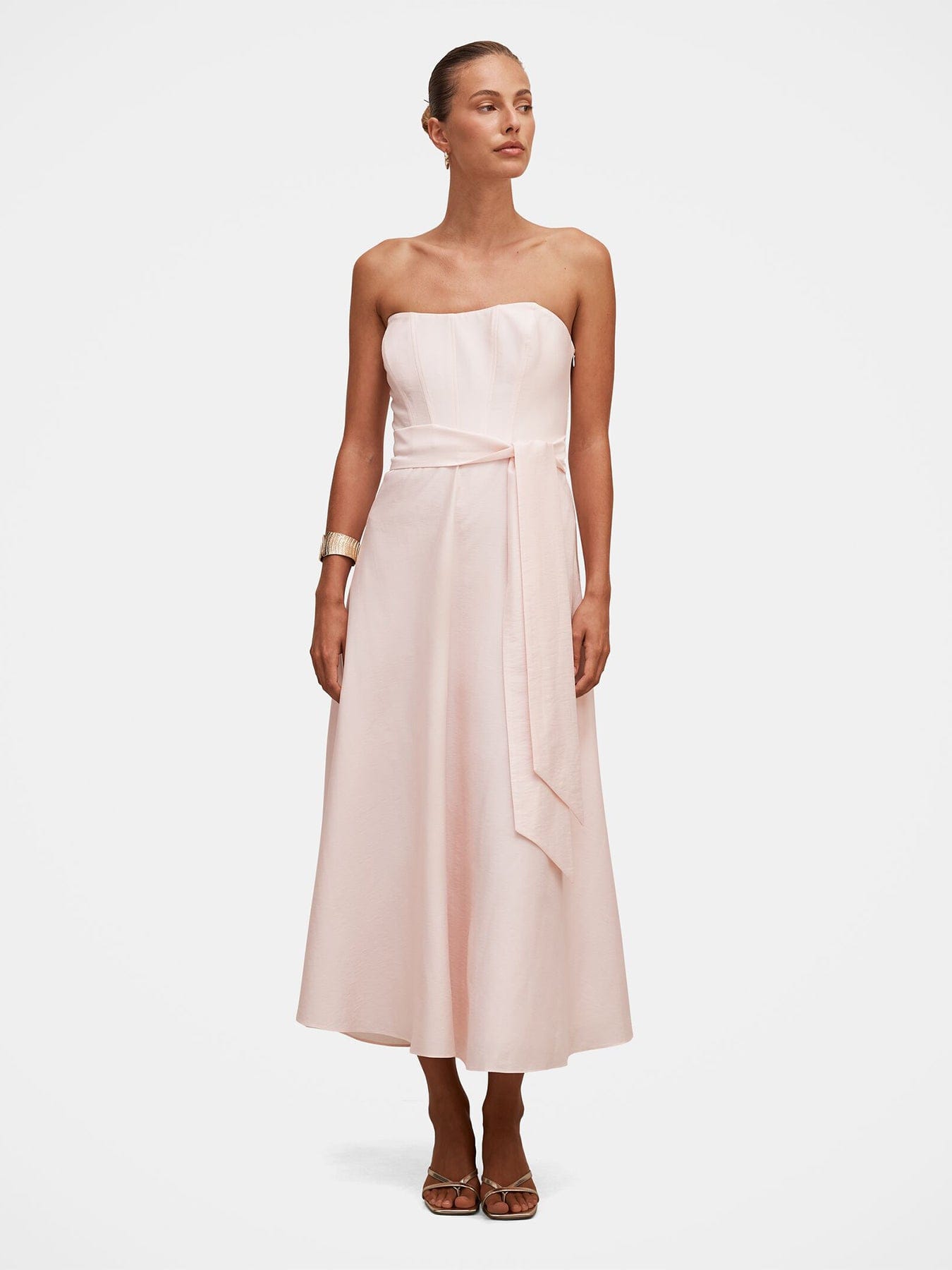 Forever New Daniella Strapless Midi Dress Pink