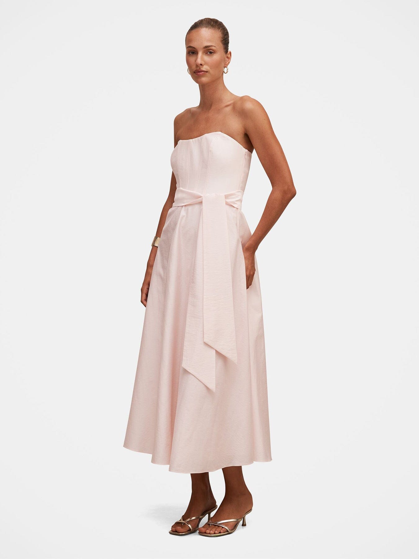 Forever New Daniella Strapless Midi Dress Pink