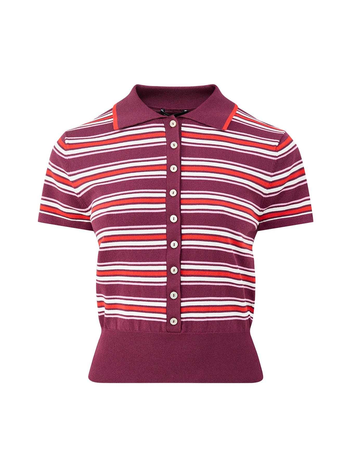 Nobody's Child Waisted Polo Knit Top Multi