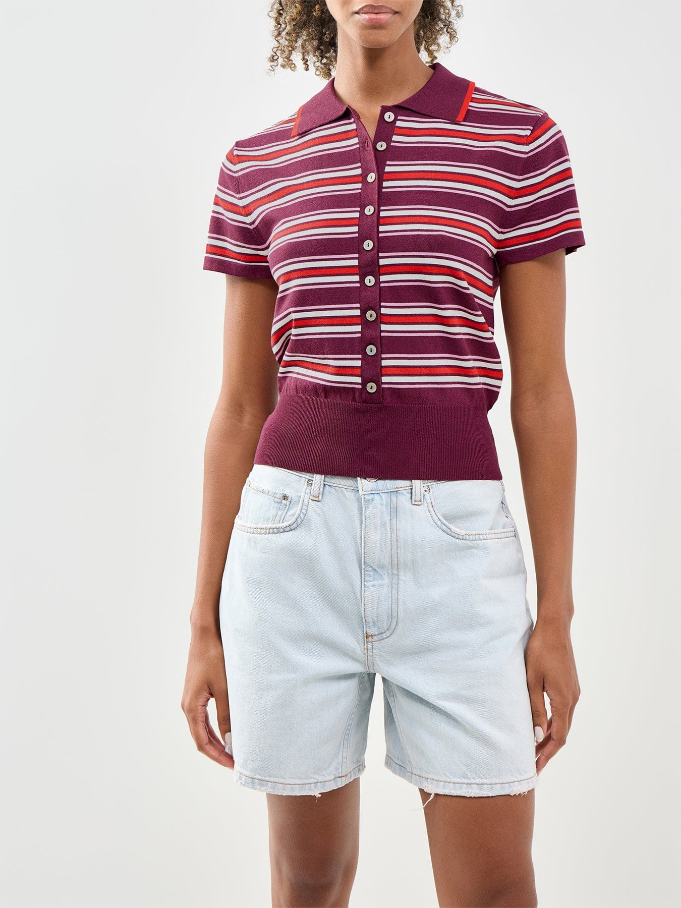 Nobody's Child Waisted Polo Knit Top Multi