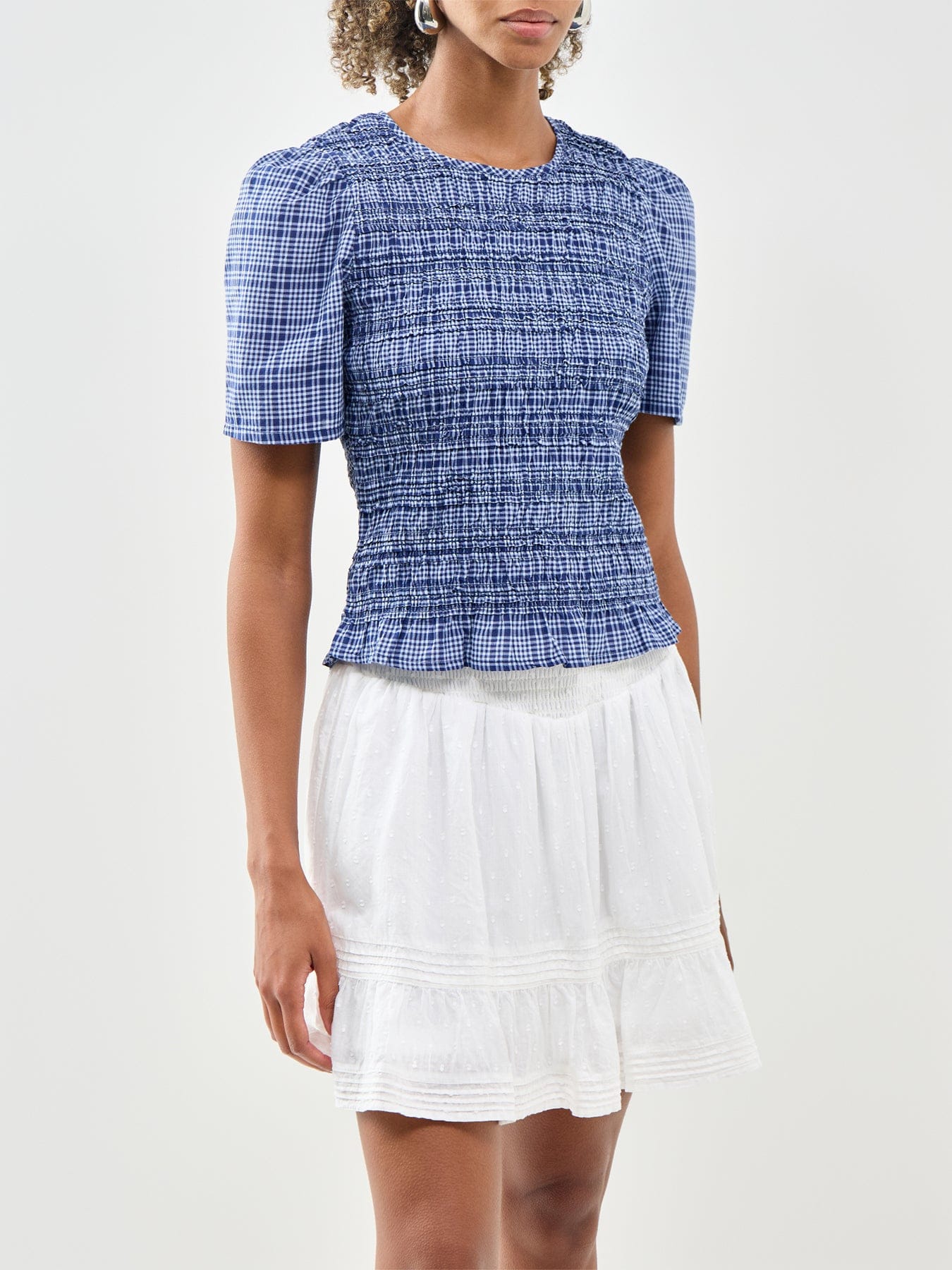 Nobody's Child Nat Shirred Blouse Blue