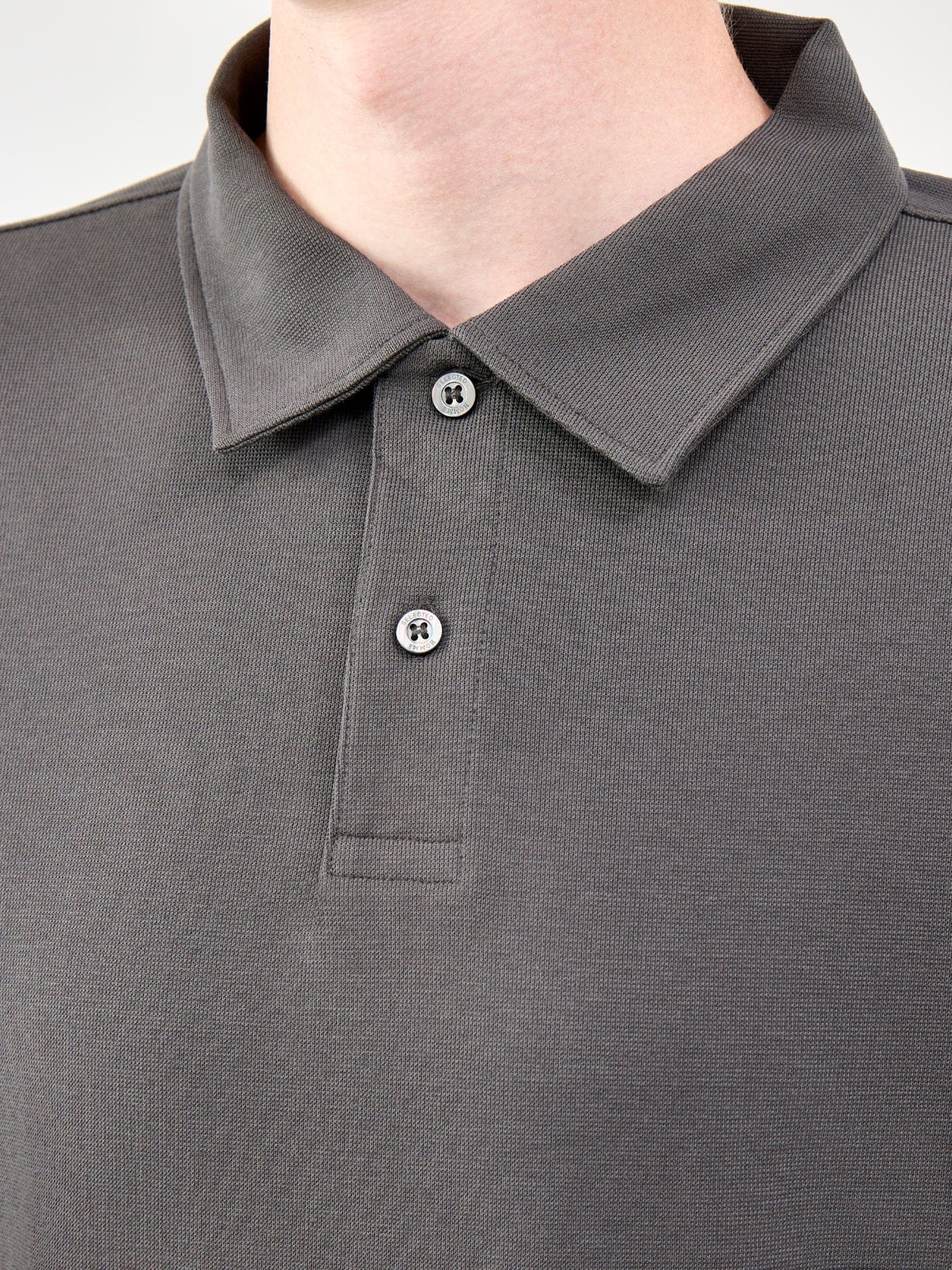 Selected Relax Aiden Long Sleeve Polo Shirt Black