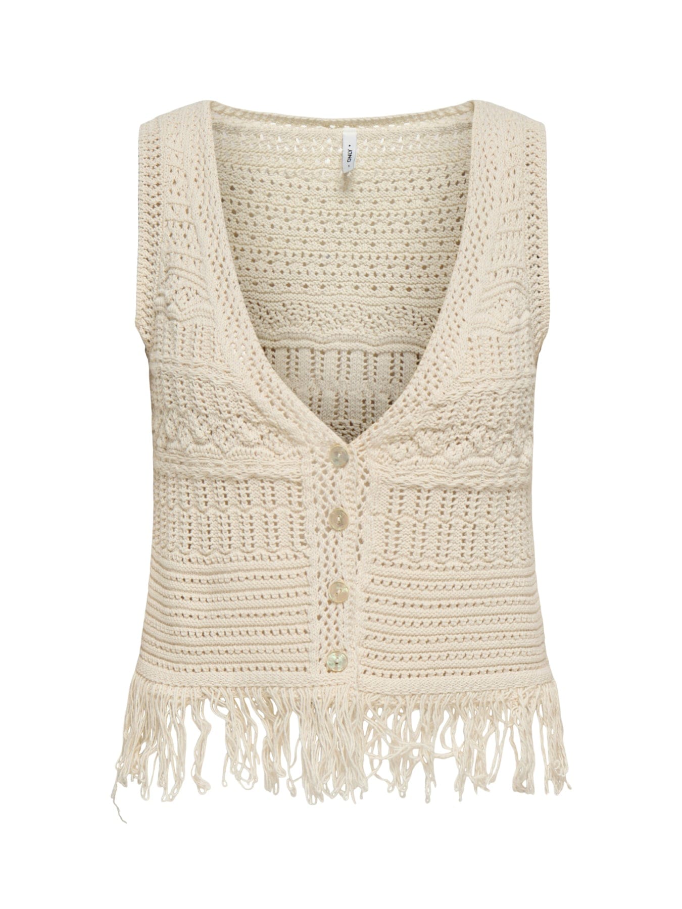 ONLY Alix Fringe Waistcoat Cream