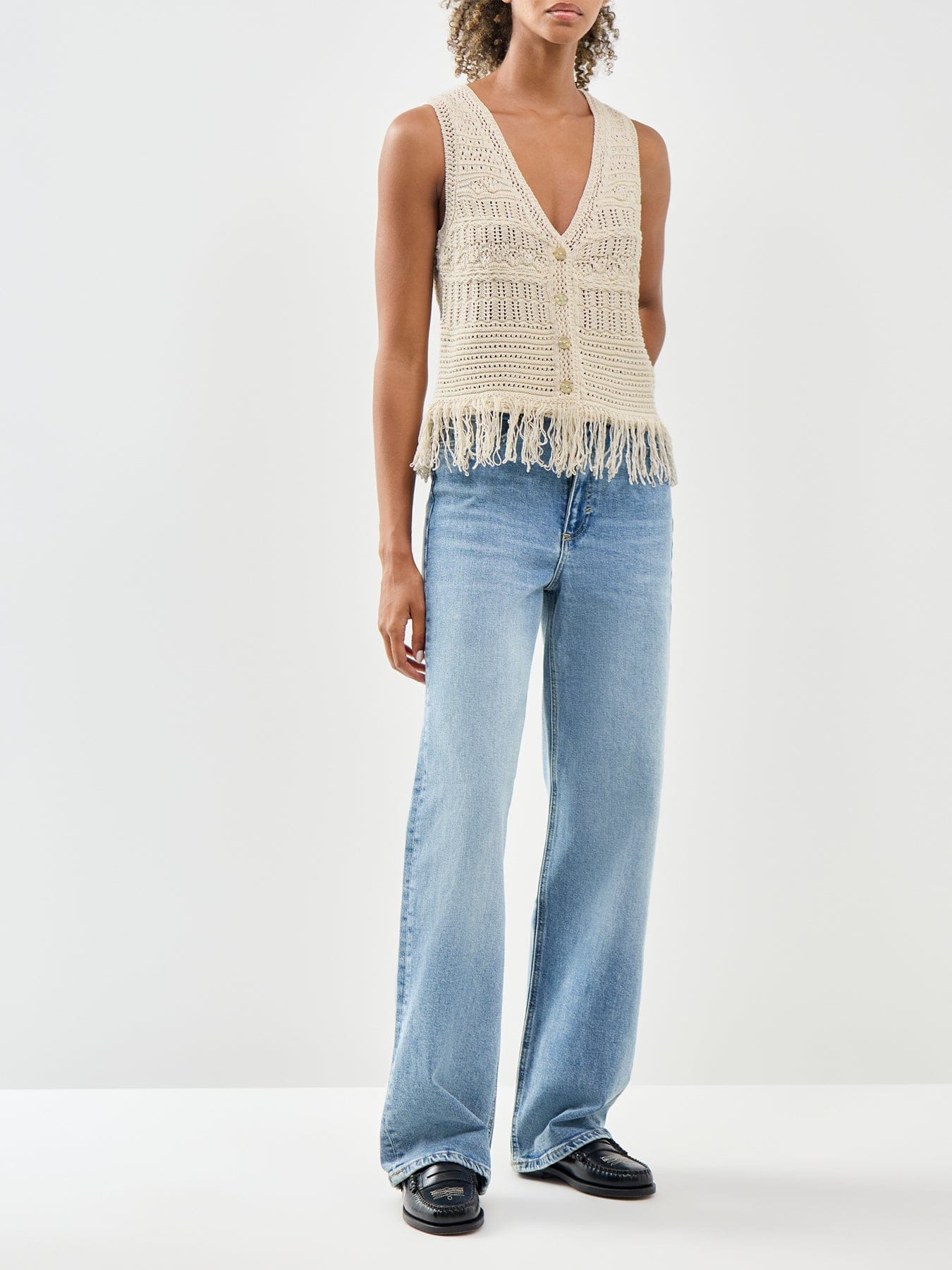 ONLY Alix Fringe Waistcoat Cream
