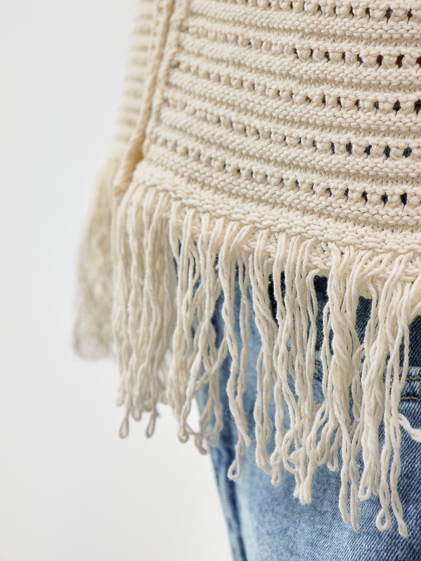 ONLY Alix Fringe Waistcoat Cream