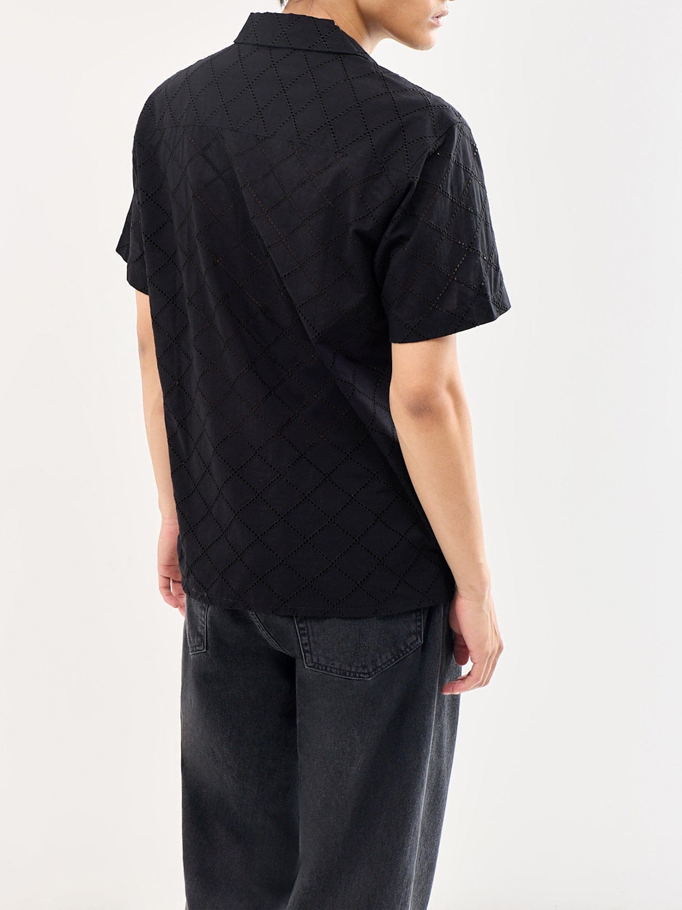 Jack & Jones Summer Luke Anglaise Resort Short Sleeve Shirt Black