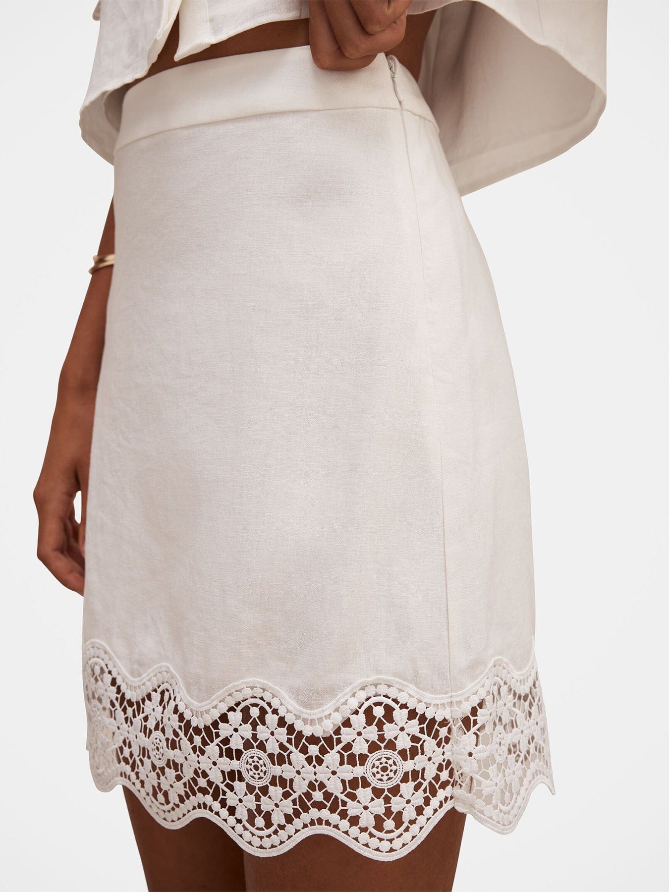 Forever New Skye Trim Detail Mini Skirt White