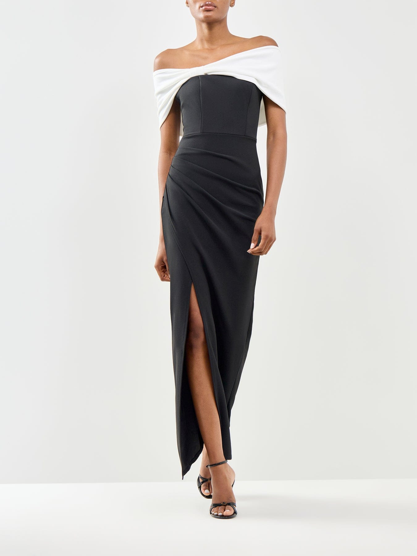 Club L London Eva Off The Shoulder Maxi Dress Black