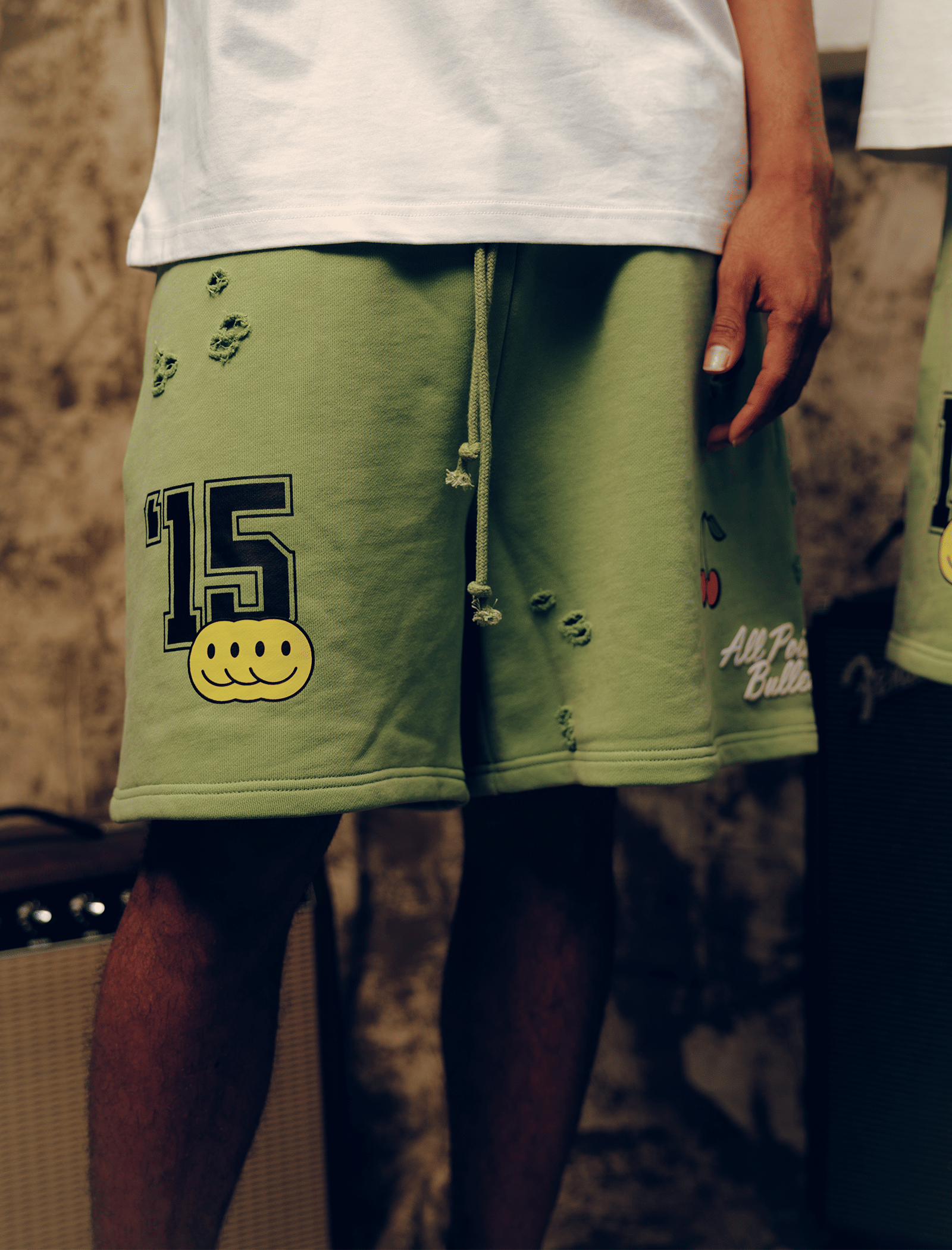 APB GREEN PATCH POCKET SWEATSHORTS