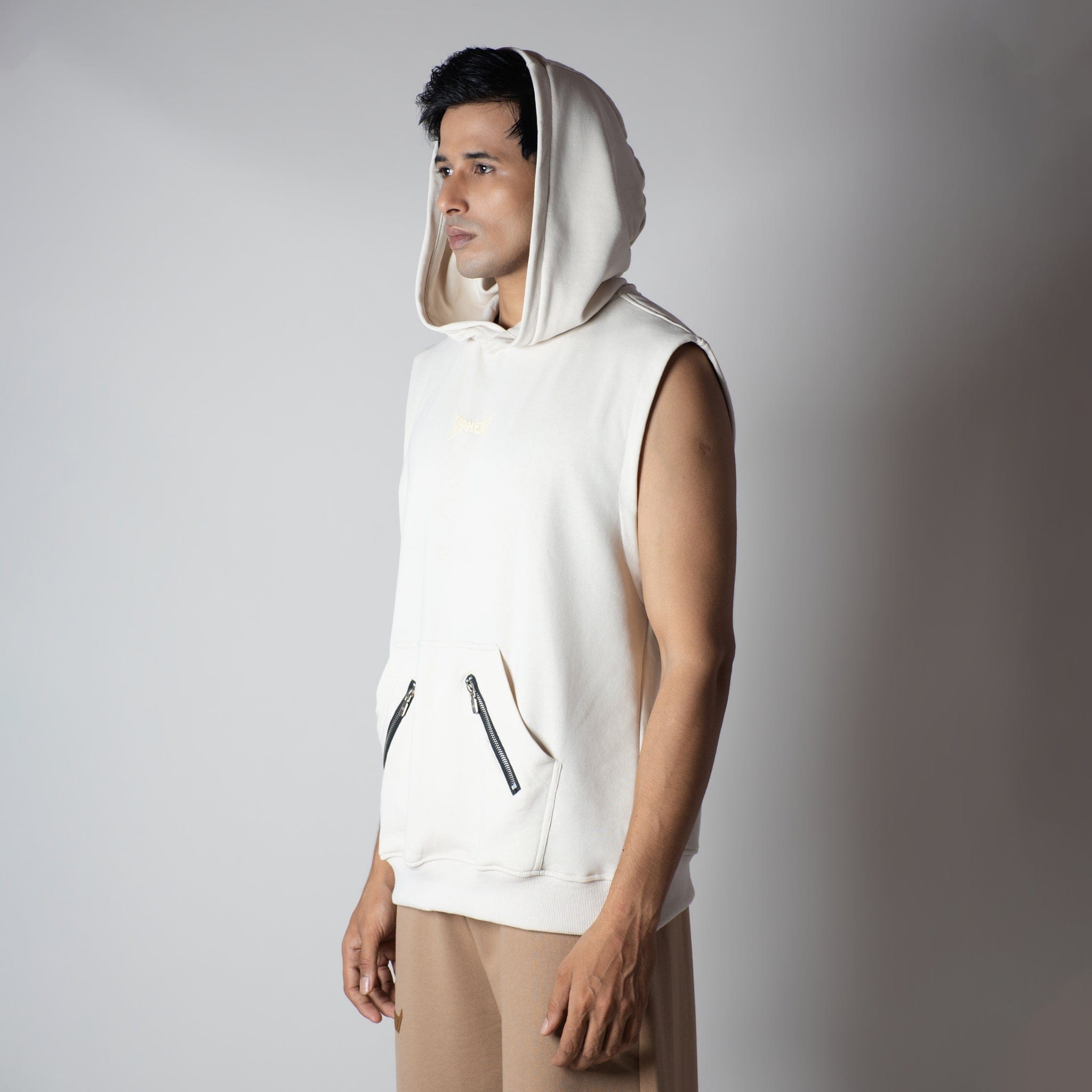 Hophead IVORY AXIS SLEEVELESS HOODIE