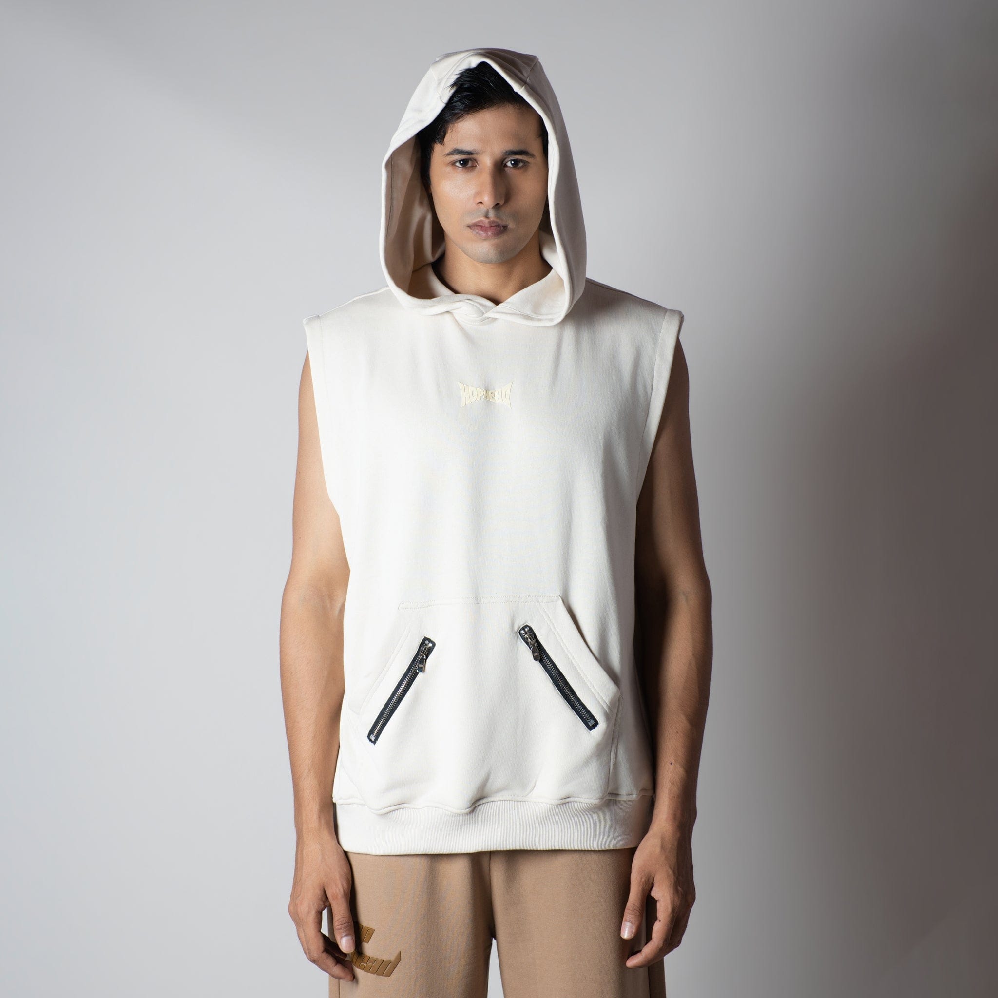 Hophead IVORY AXIS SLEEVELESS HOODIE