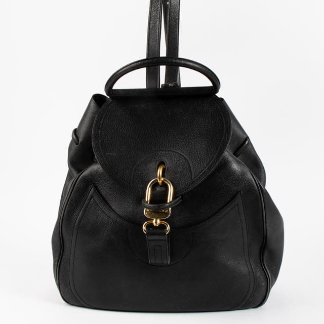 Delvaux Black Leather Lucifer Backpack