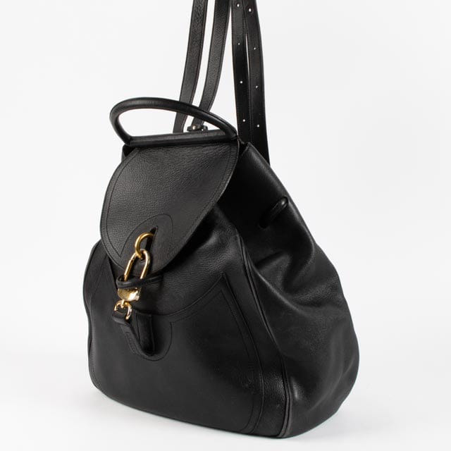 Delvaux Black Leather Lucifer Backpack