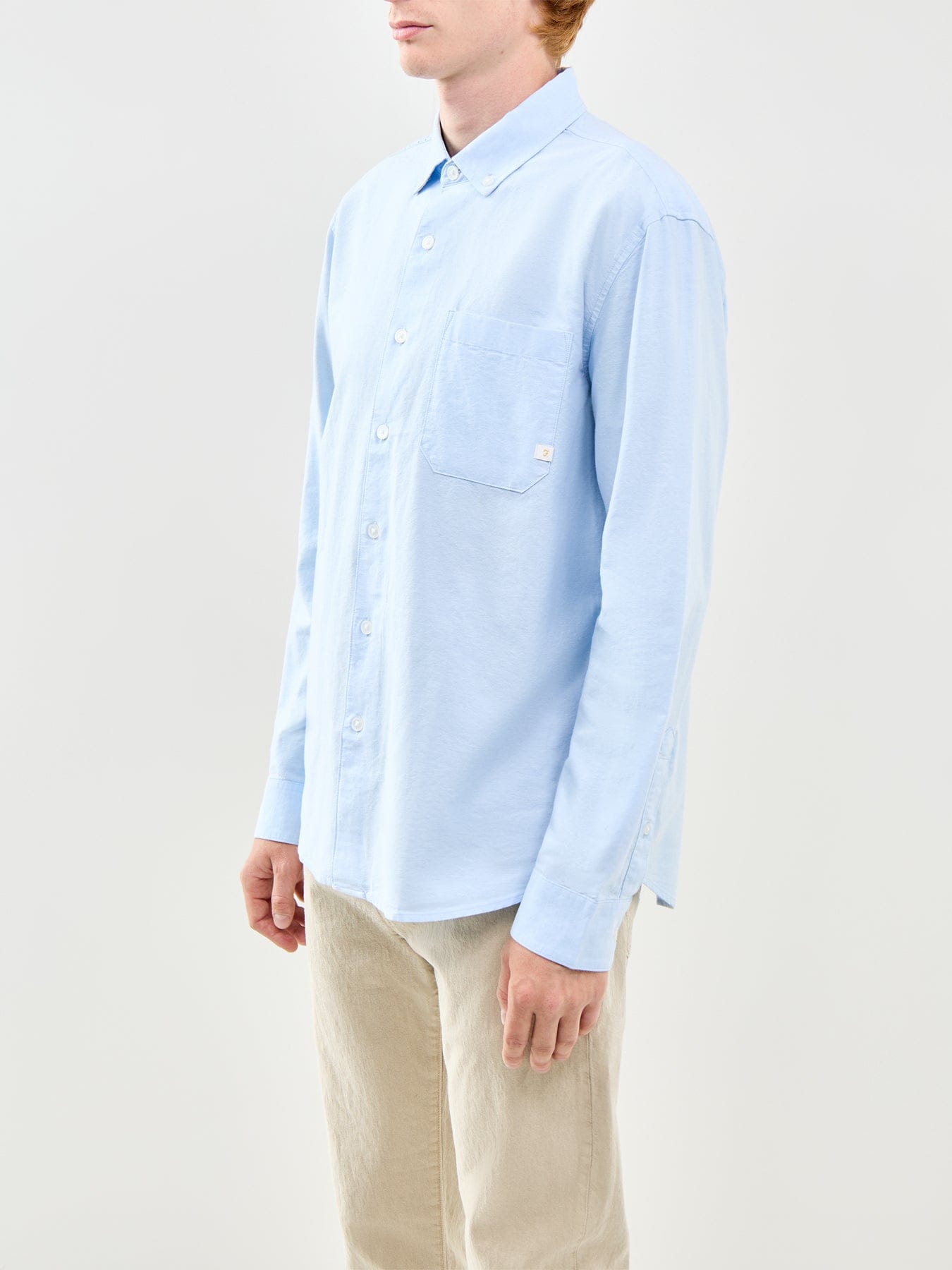 Farah Brewer Organic Cotton Long Sleeve Shirt Sky Blue