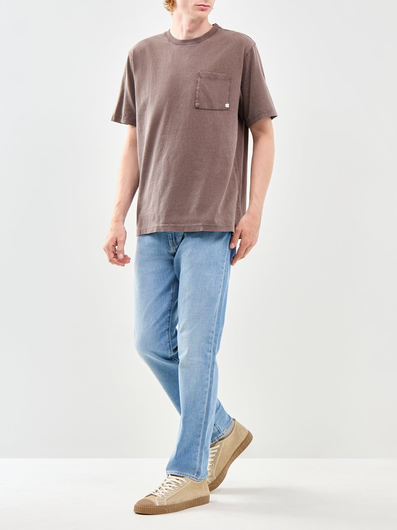 Farah Stacy Garment Dyed Pocket T - Shirt Brown