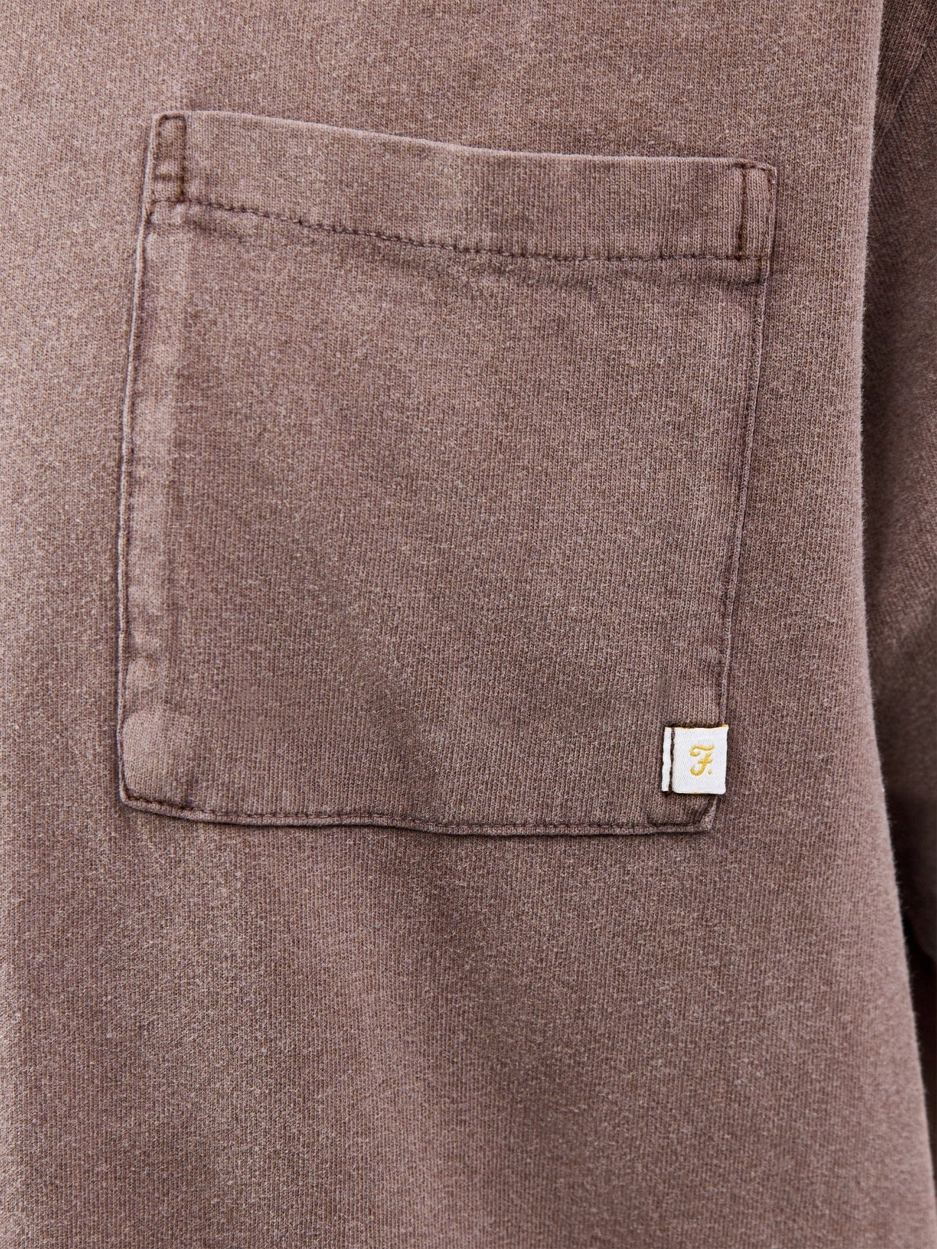 Farah Stacy Garment Dyed Pocket T - Shirt Brown