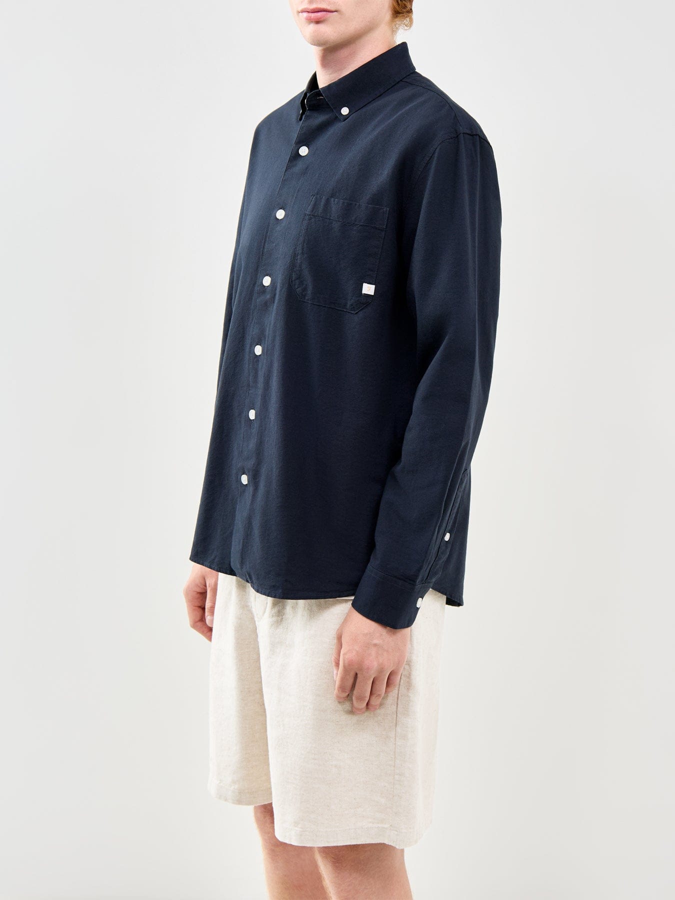 Farah Brewer Organic Cotton Long Sleeve Shirt Navy