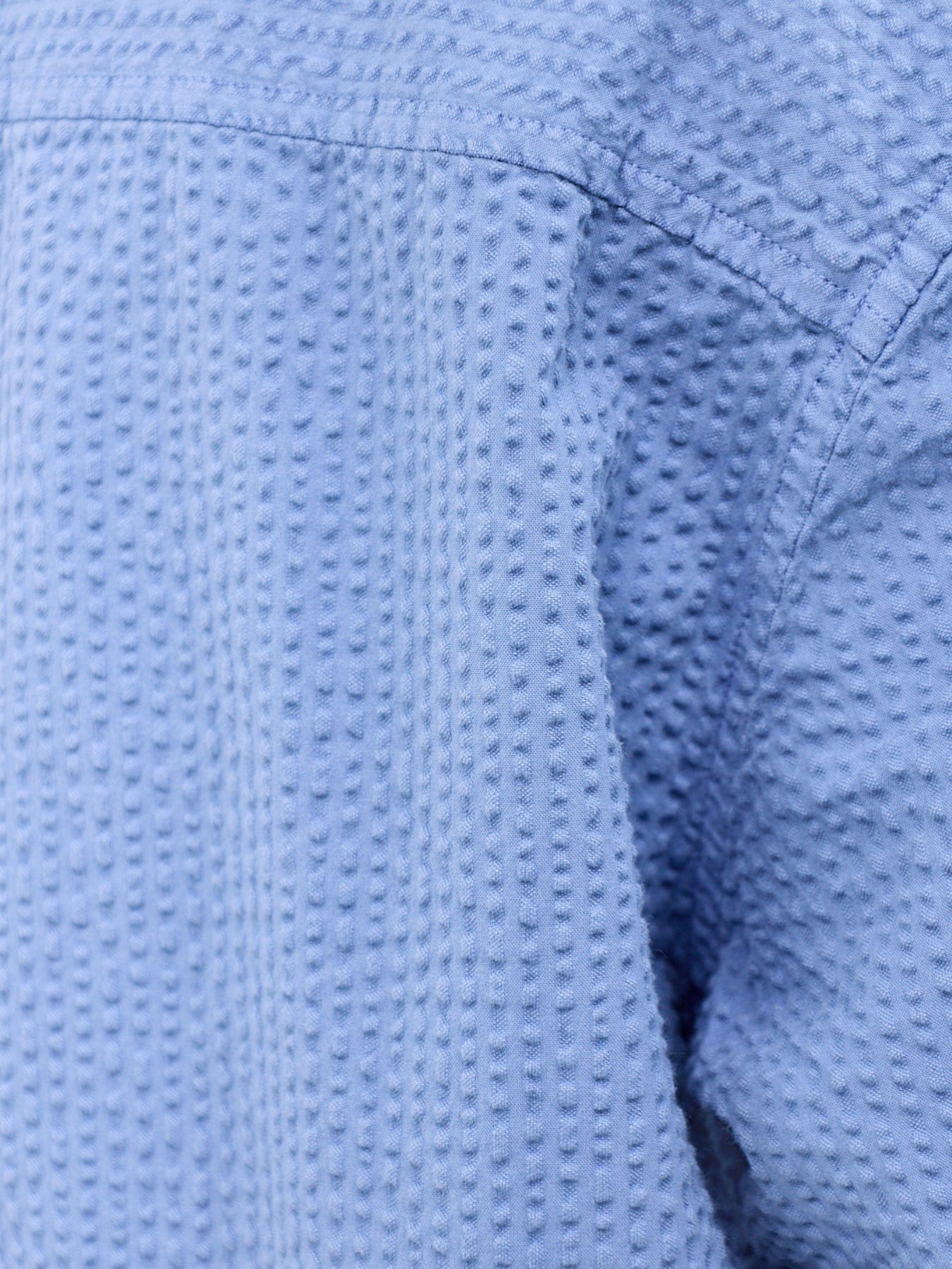 WAX London Keats Cotton Seersucker Short Sleeve Shirt Blue