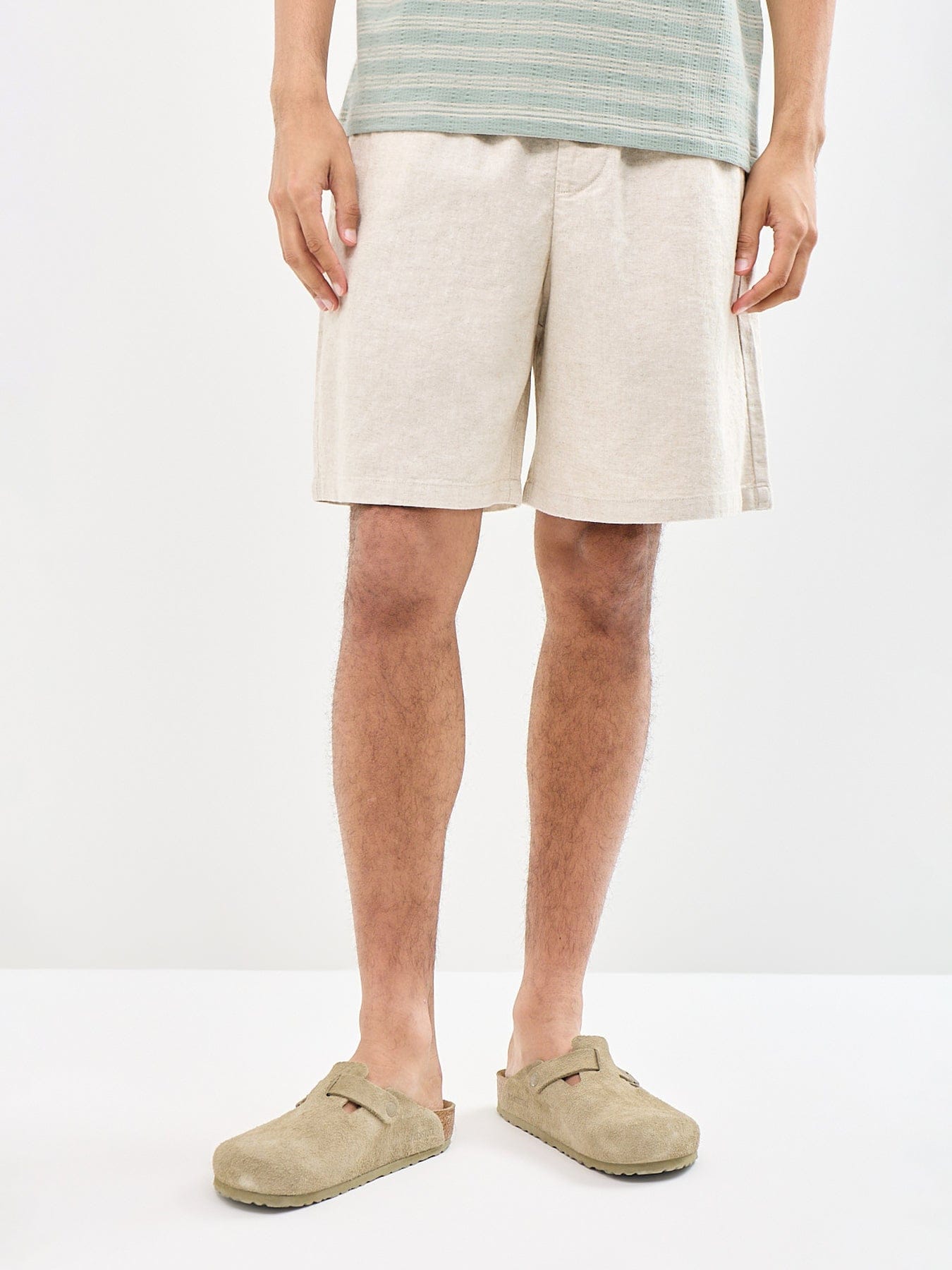 Selected Harvey Regular Fit Linen Blend Shorts Cream