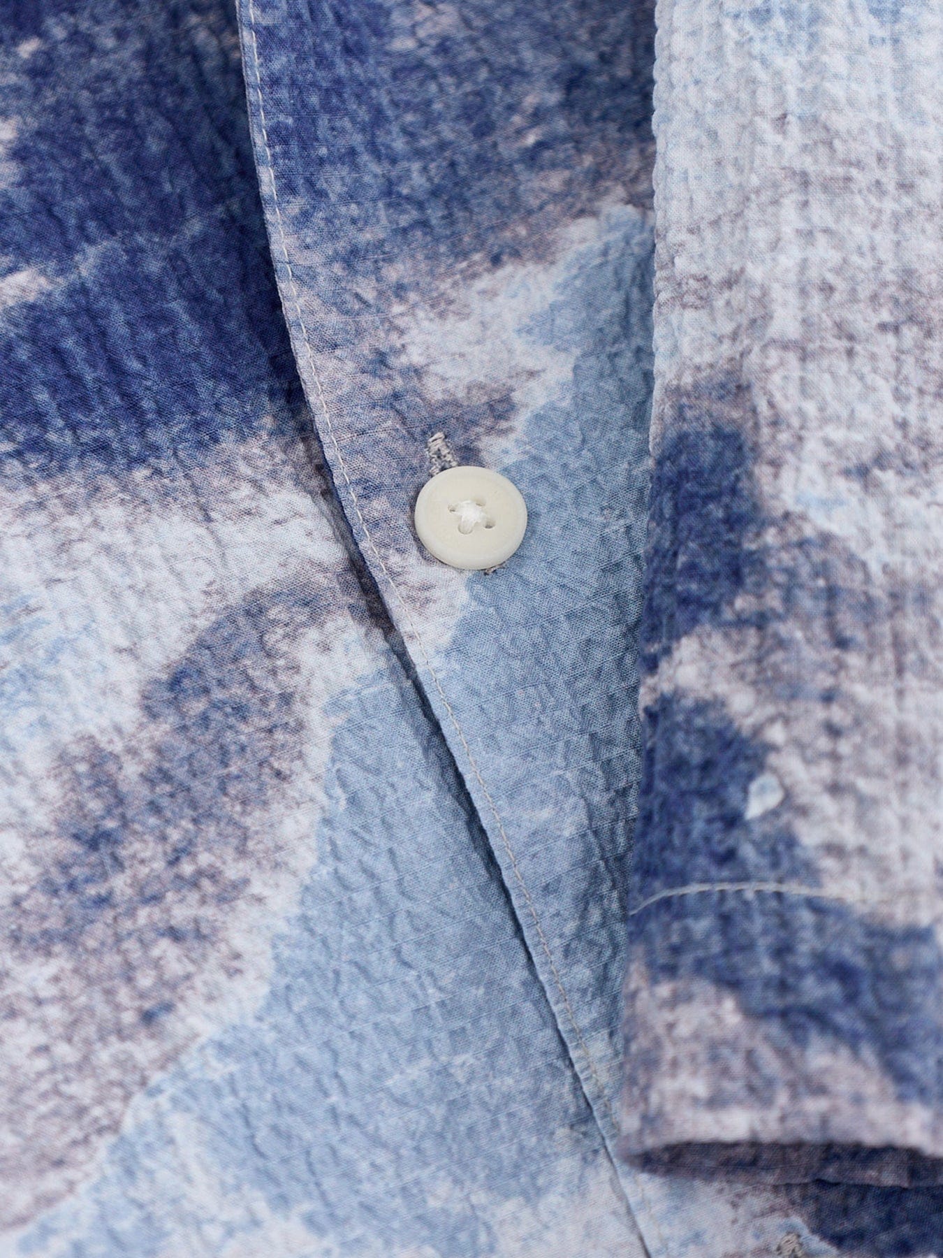 WAX London Didcot Watercolour Print Short Sleeve Shirt Blue
