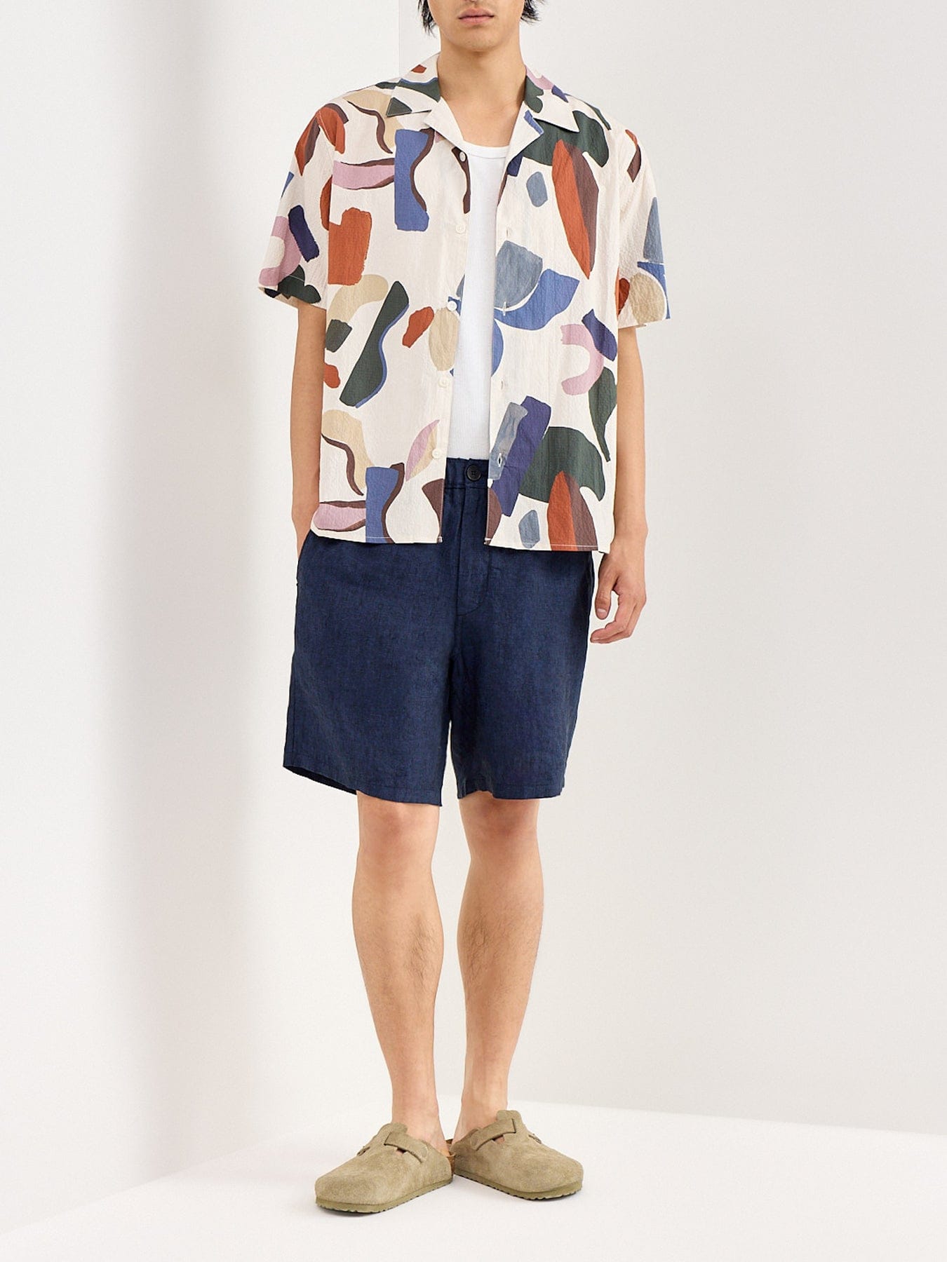 WAX London Kurt Linen Shorts Navy