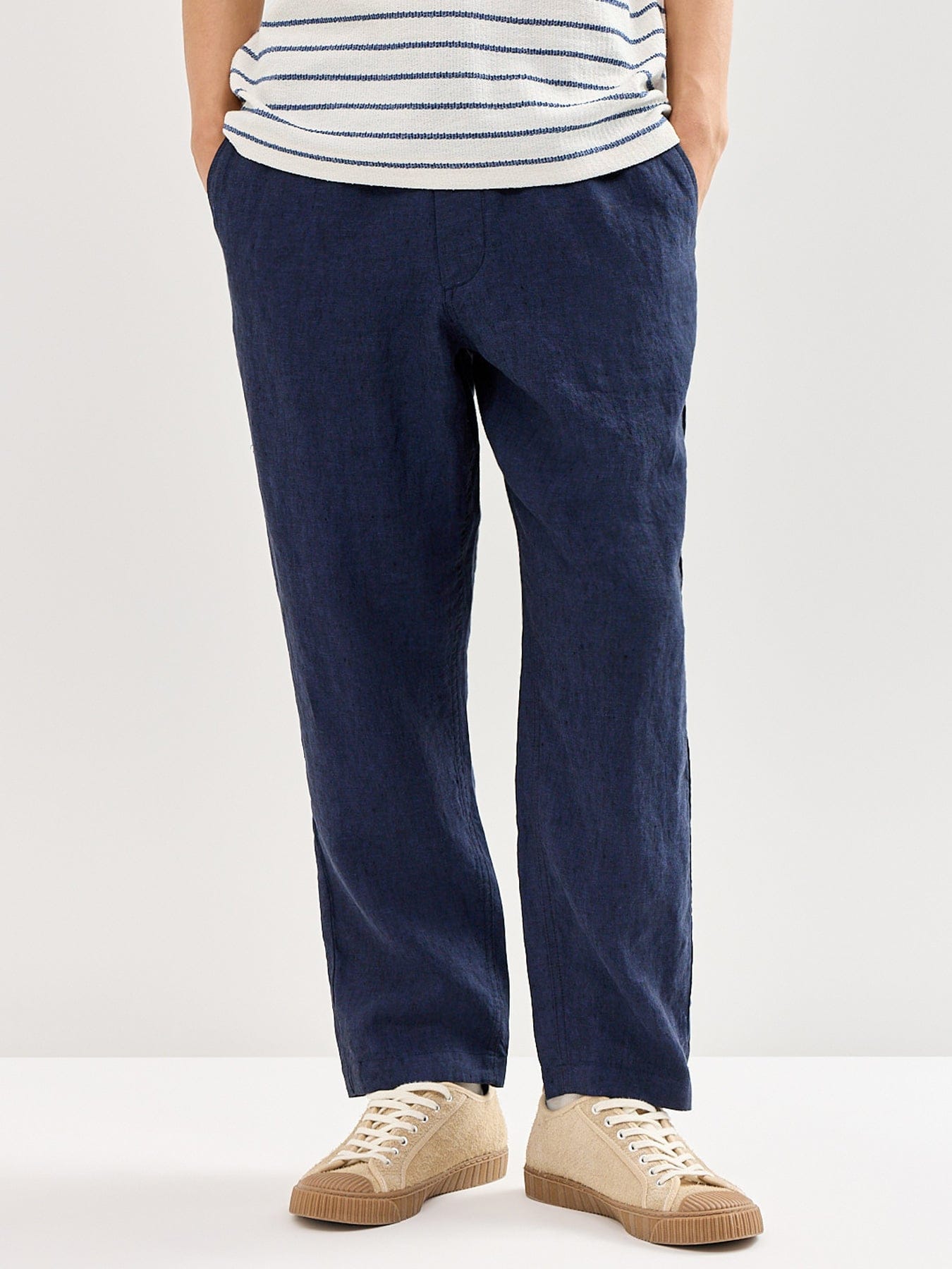 WAX London Kurt Linen Trousers Navy