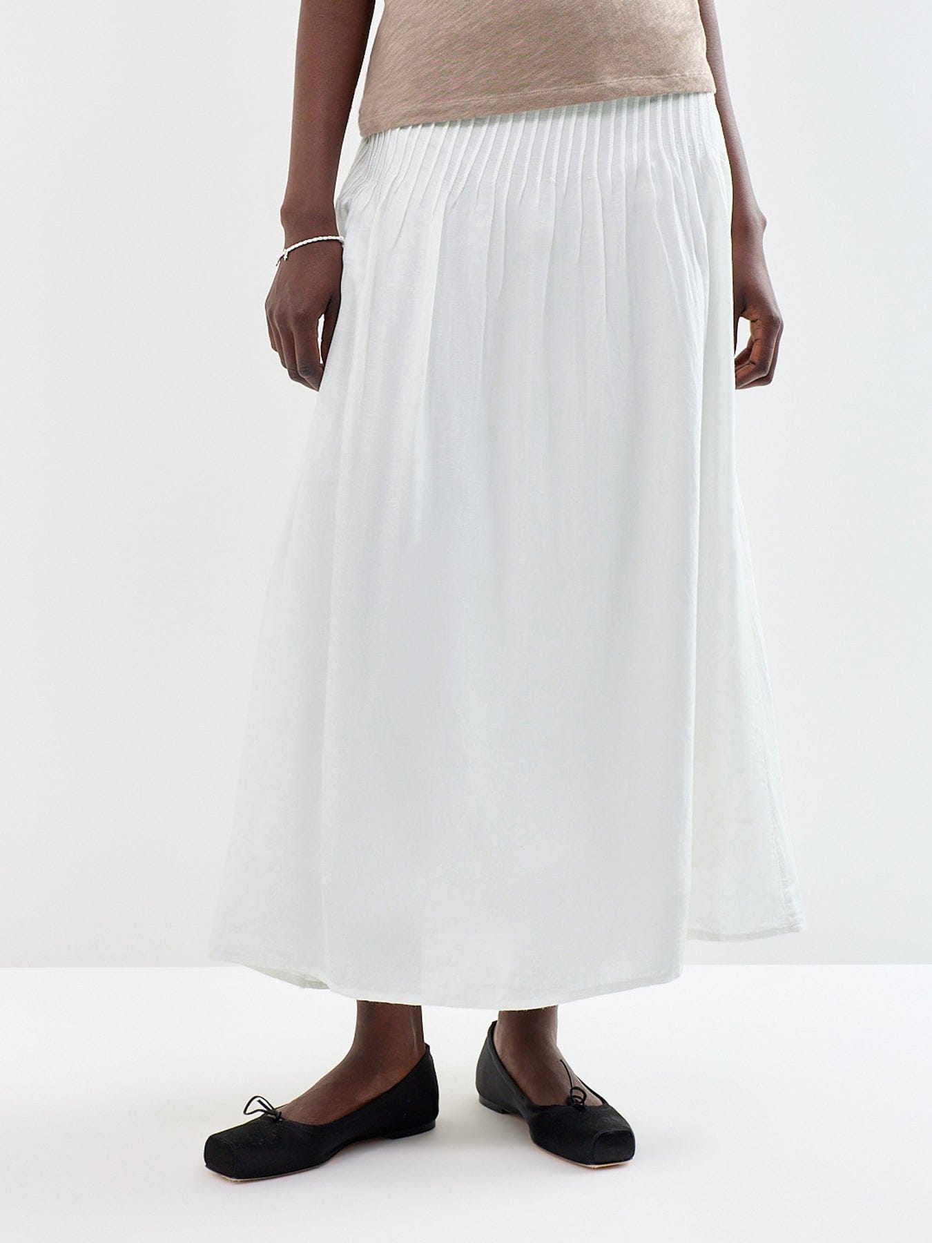 Nobody's Child Harriet Pintuck Maxi Skirt White