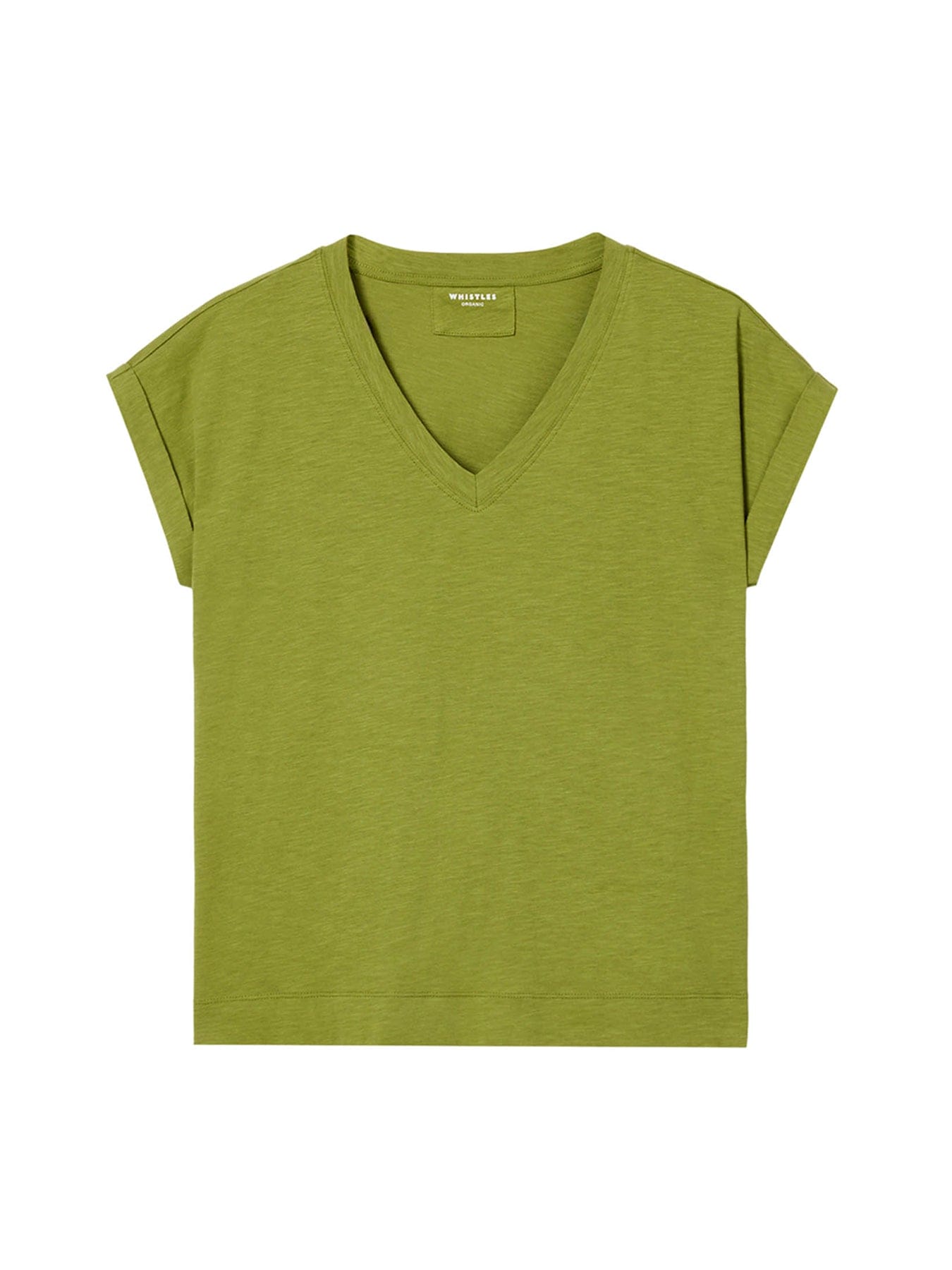 Whistles Willa V - Neck Cap Sleeve T-Shirt Green