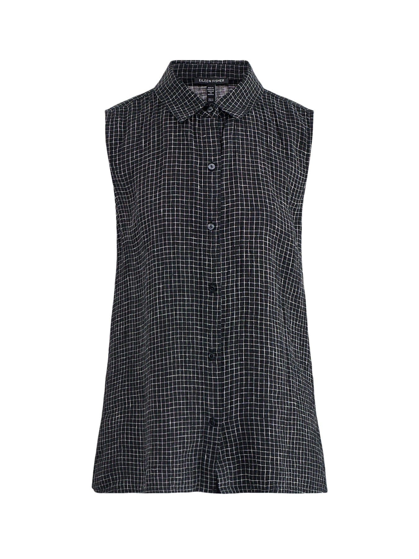 Eileen Fisher Classic Collar Sleeveless Shirt Black